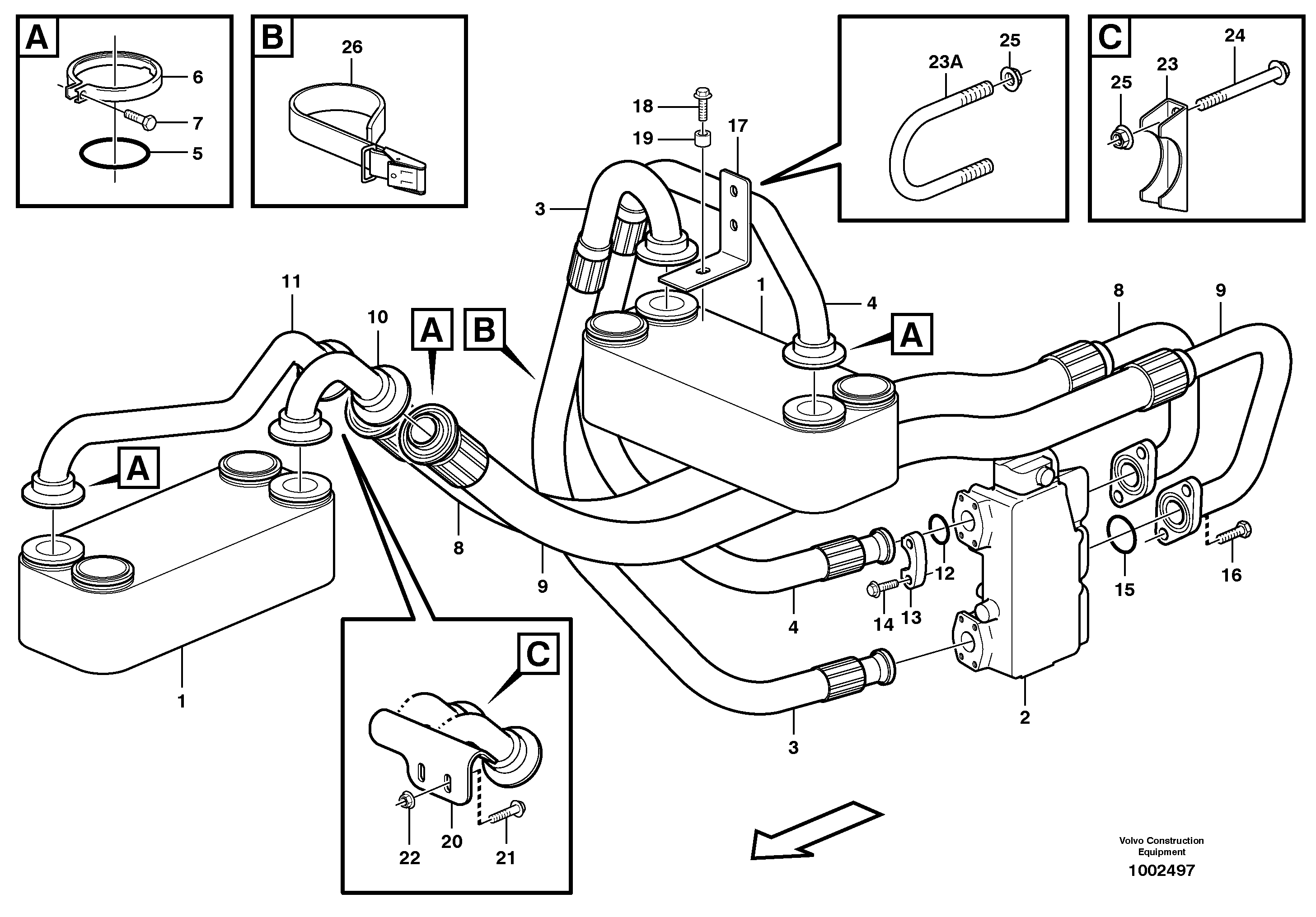 Oil cooler — volvo parts diagram