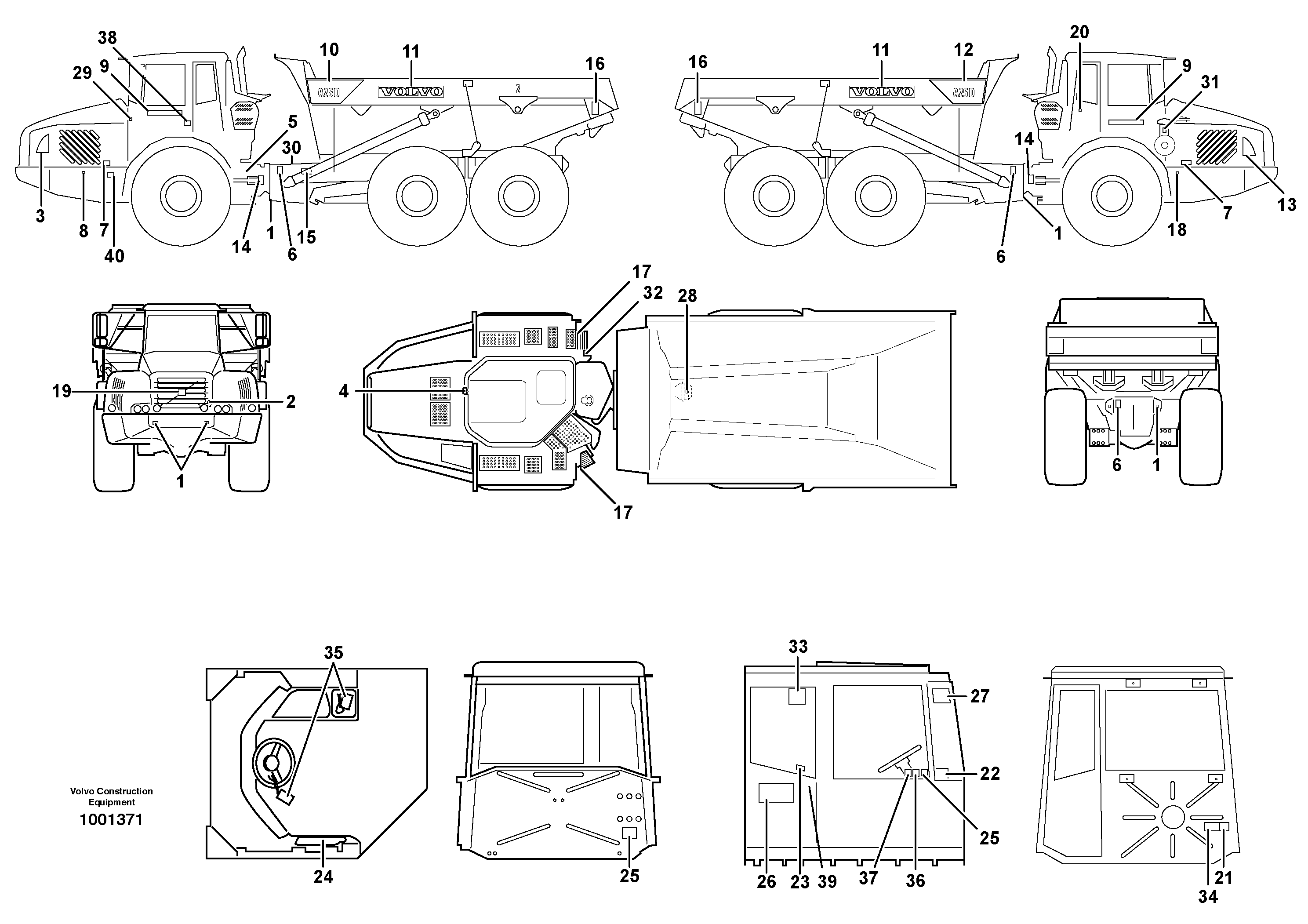 Sign plates and decals 4X4, 6X6 — volvo parts diagram