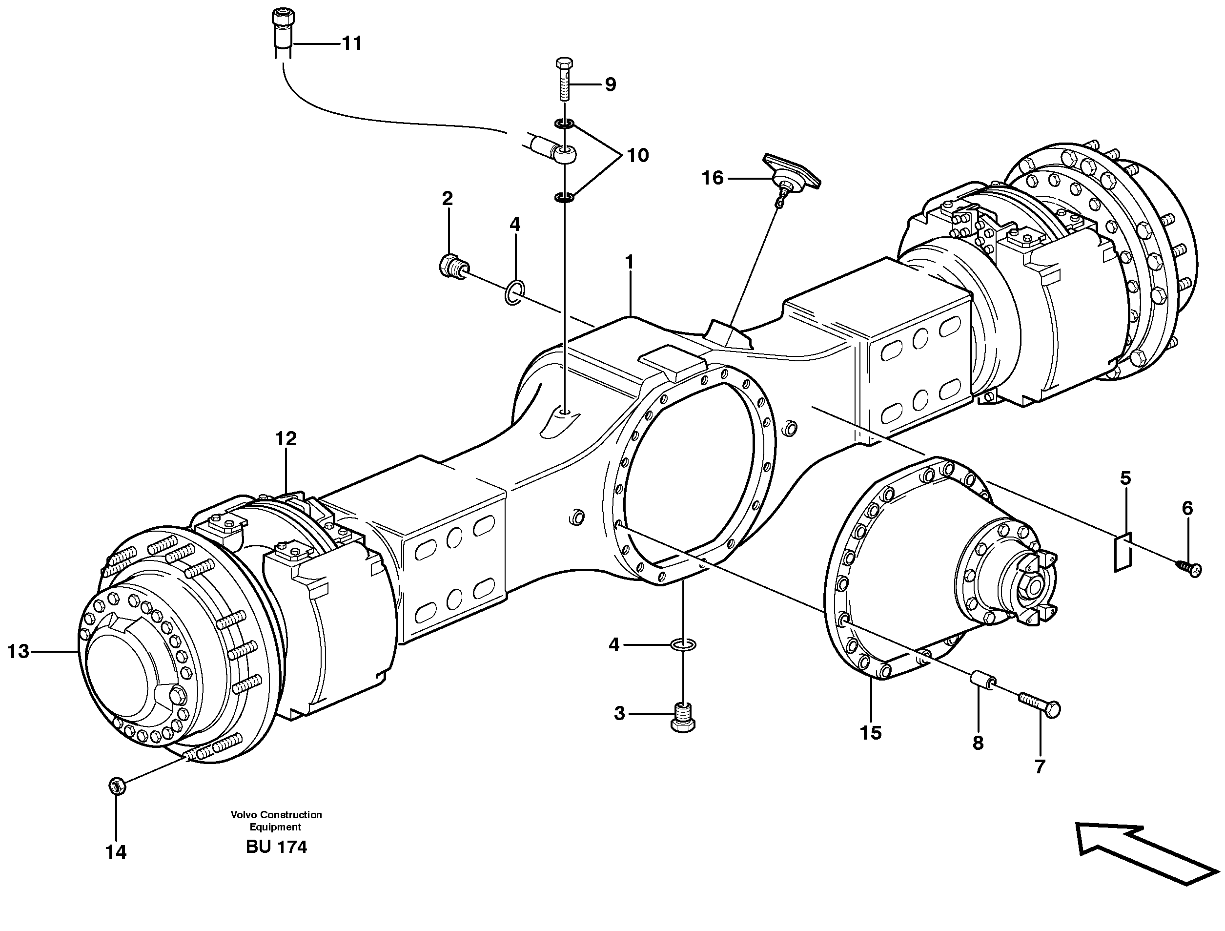 Planetary axle, motor unit  AH64D PROD NO 23909, 4X4 — volvo parts diagram