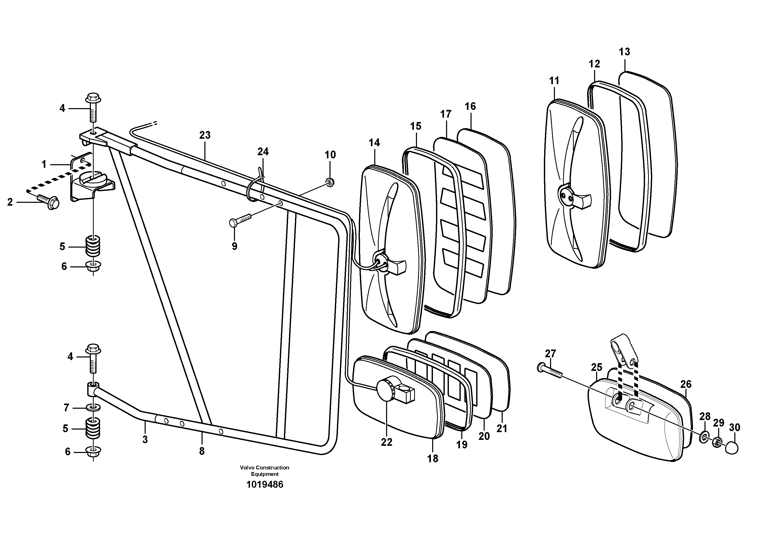 Rear view mirror CAB 12117 - — volvo parts diagram