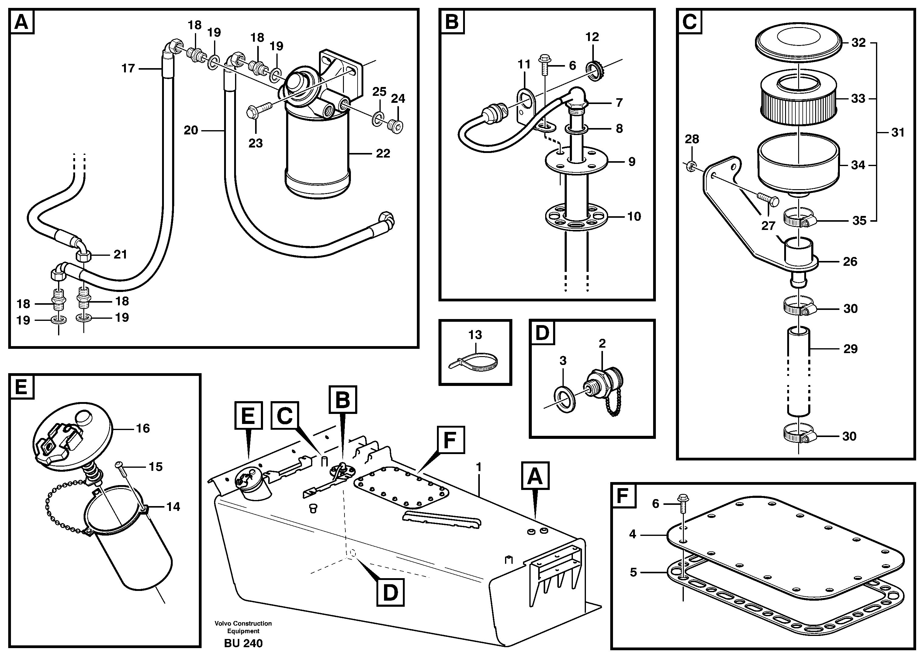 Fuel tank, fuel pipes — volvo parts diagram