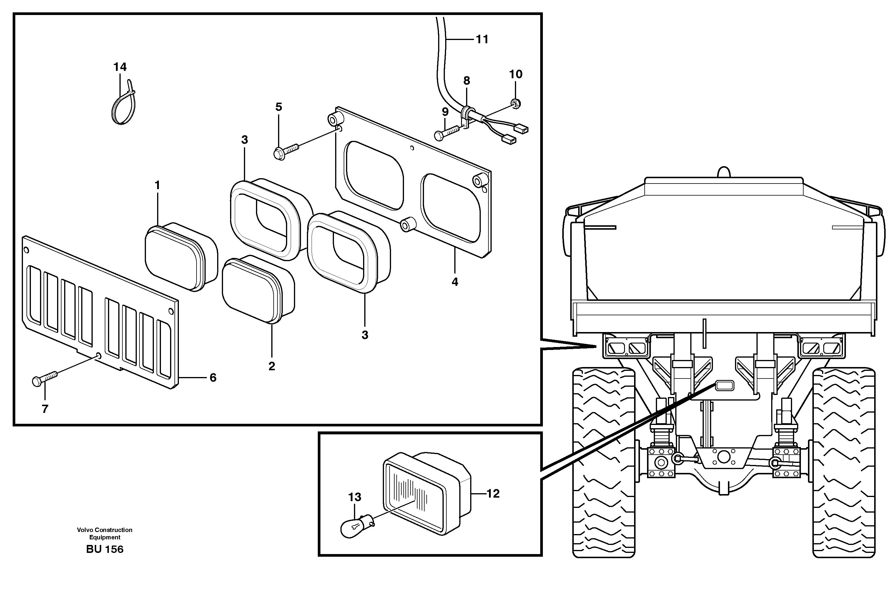 Lighting, rear 4X4, 6X6 — volvo parts diagram