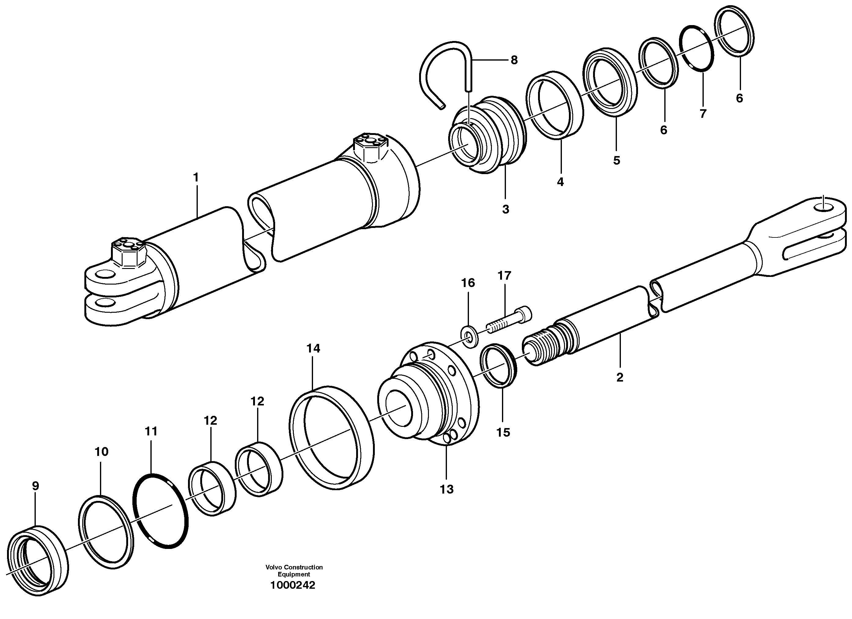 Hydraulic cylinder  SER NO - 11949 — volvo parts diagram