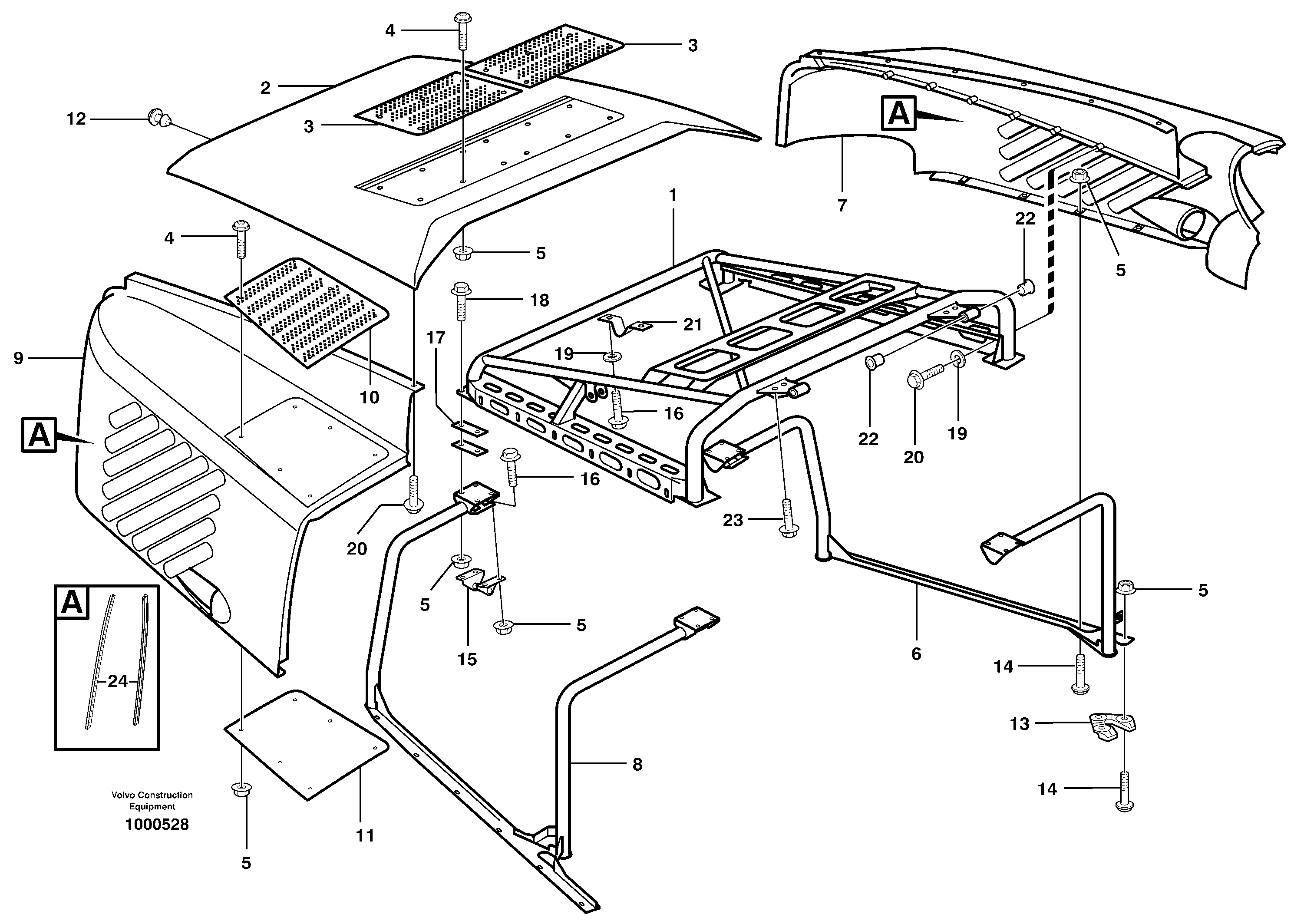 Engine hood — volvo parts diagram