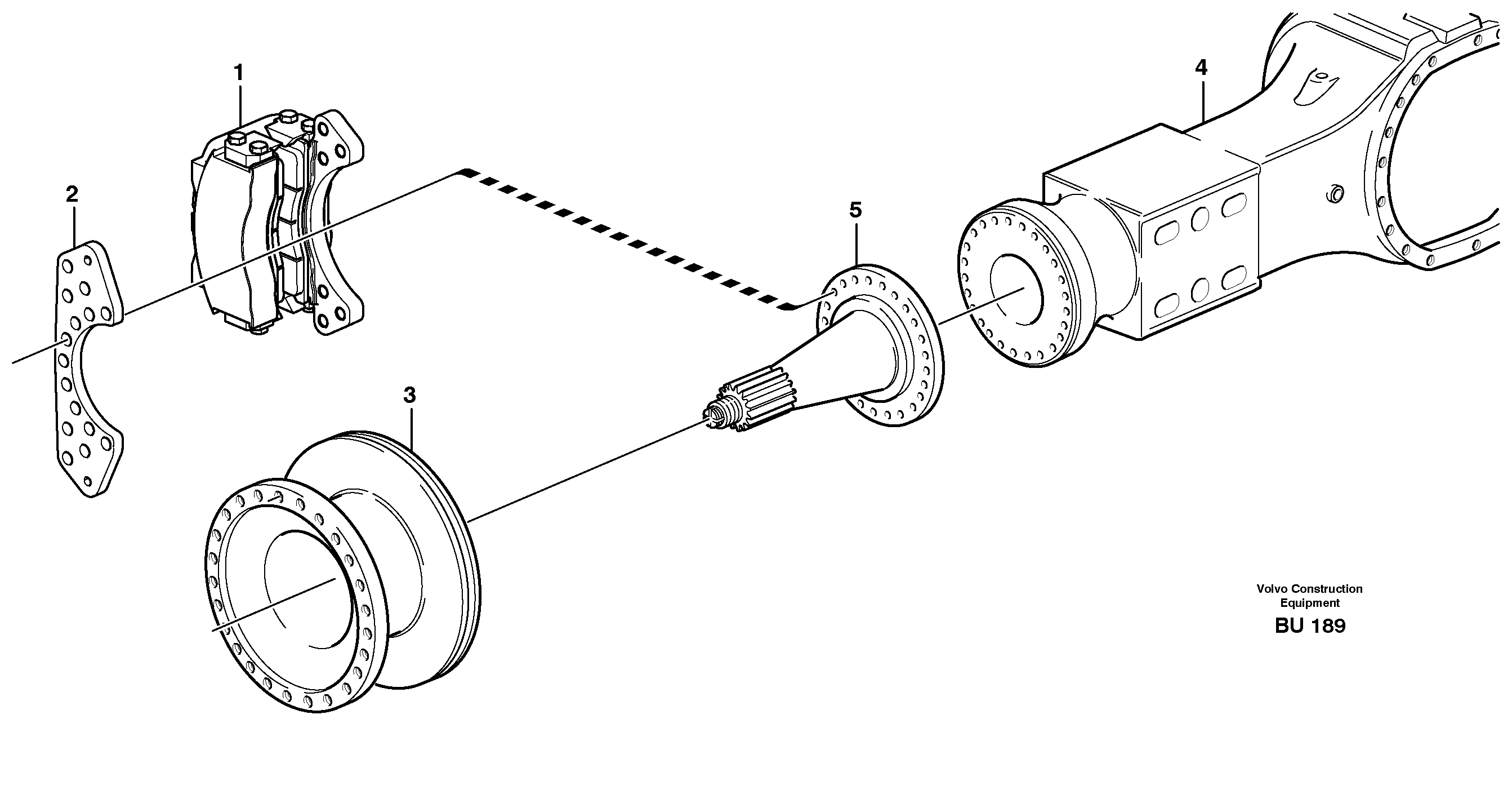 Rear wheel brake, axle 1 — volvo parts diagram