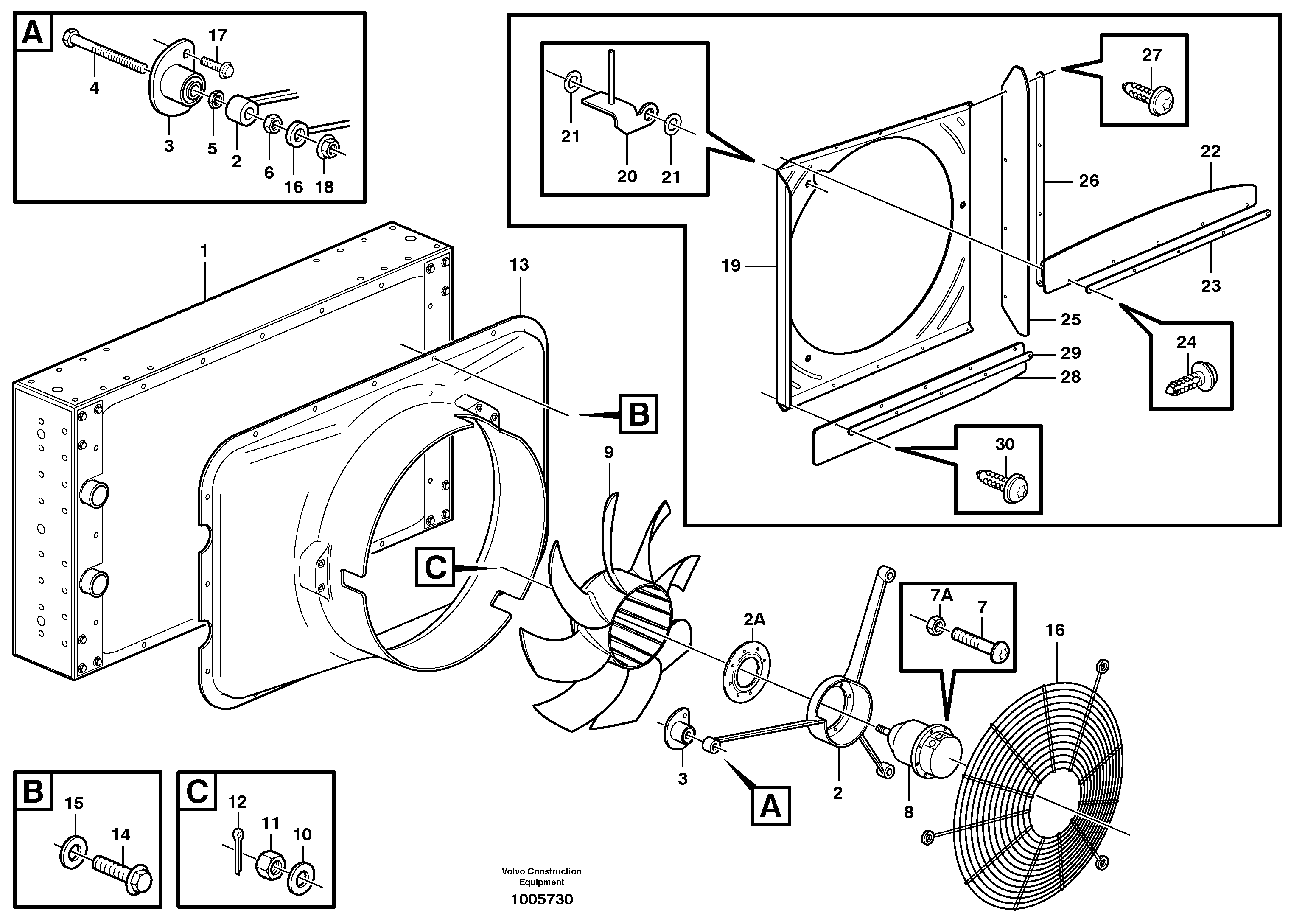 Fan and fan shroud — volvo parts diagram