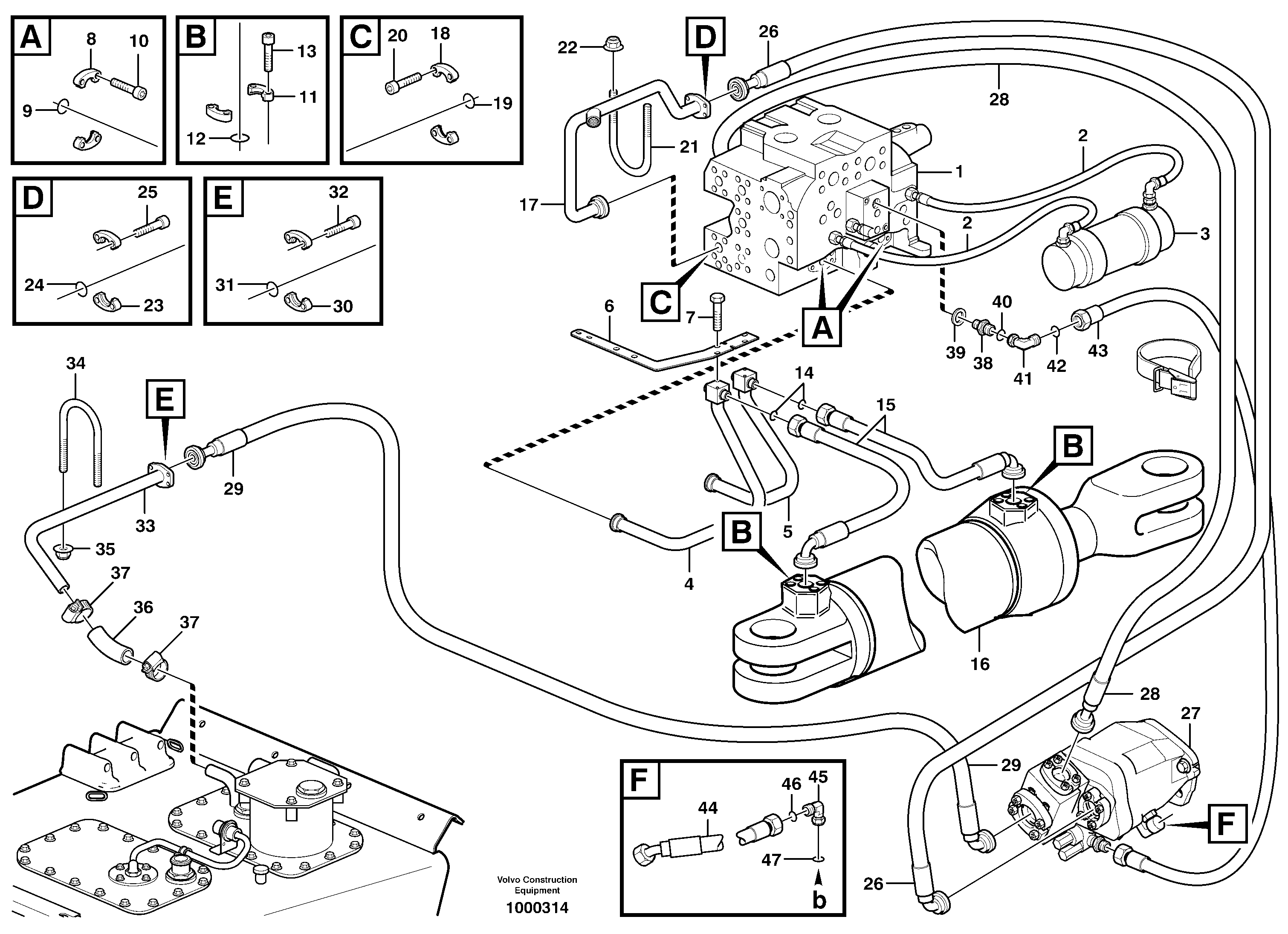 Steering system, pipes and hoses — volvo parts diagram