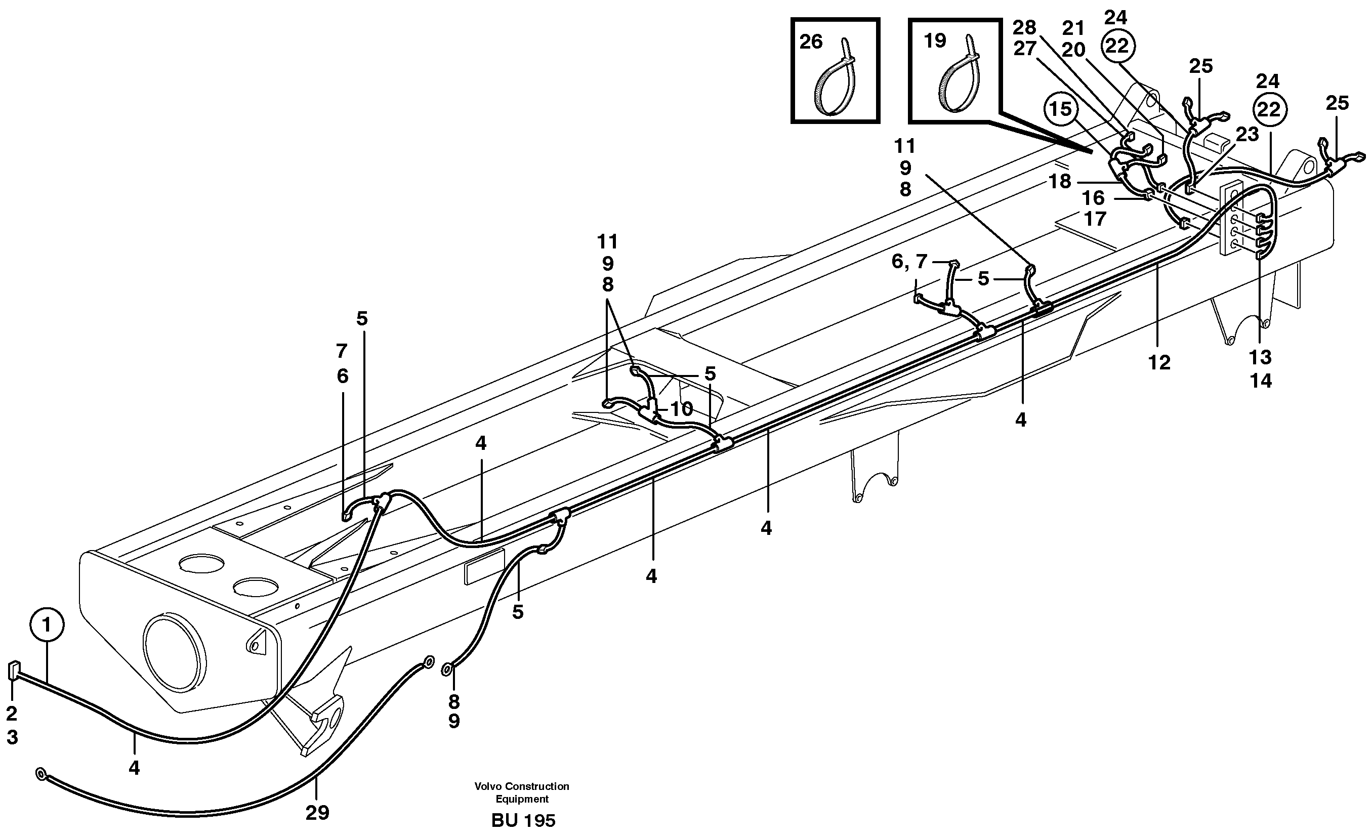 Cable harnesses, rear  6X6, 4X4 — volvo parts diagram
