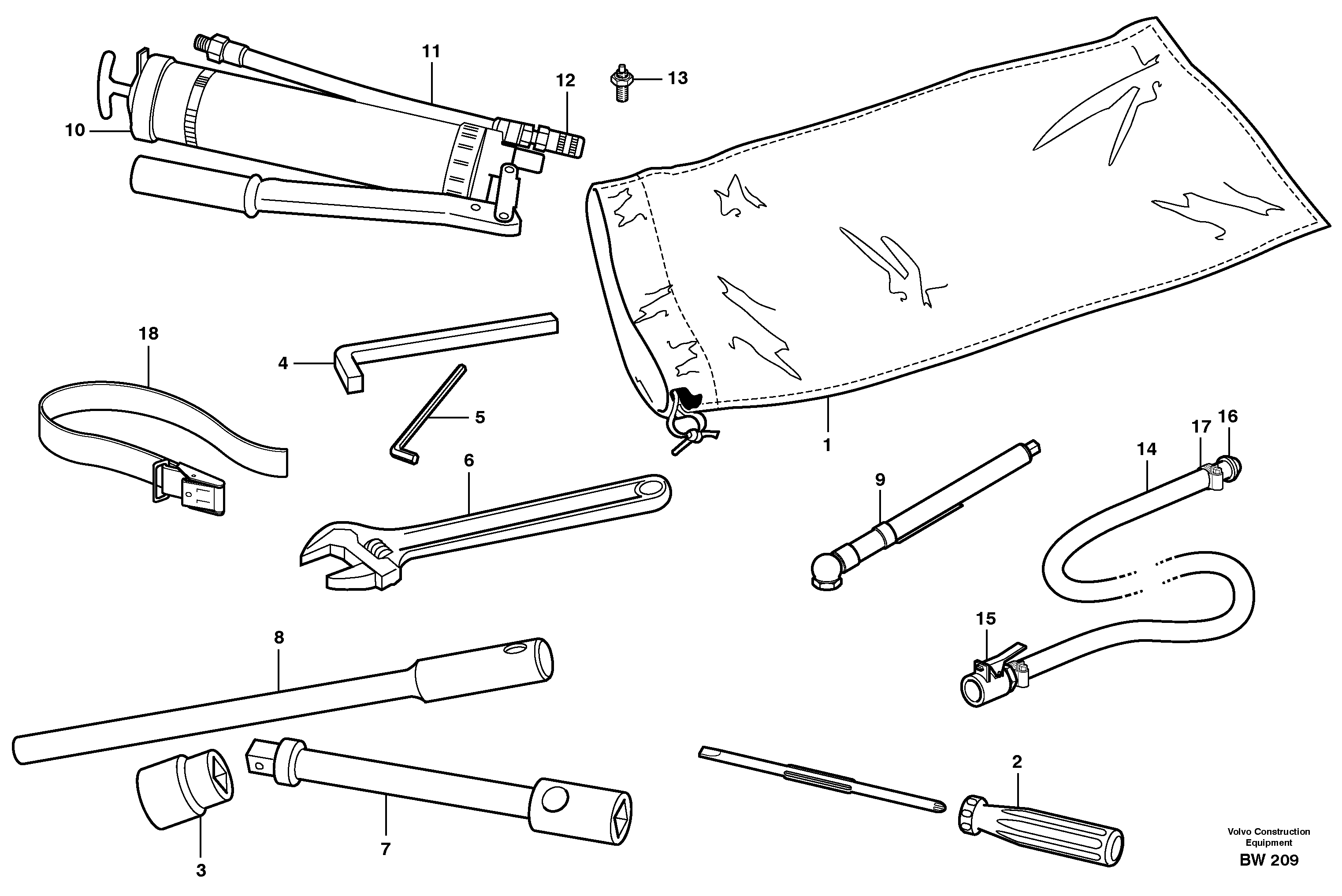 Tool kit 91829, 93076 — volvo parts diagram