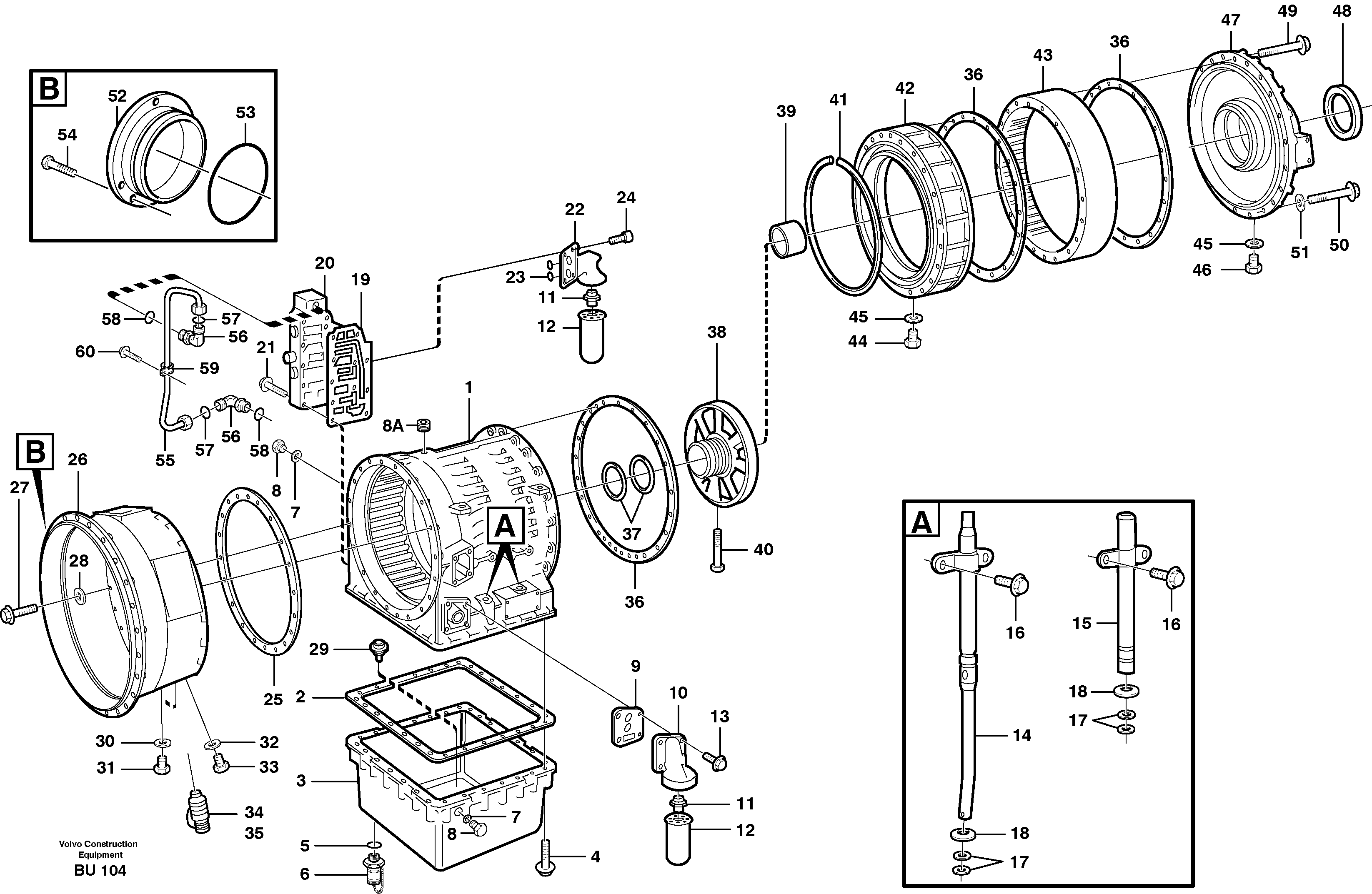 Transmission housing  22518, 22545, 22649 — volvo parts diagram