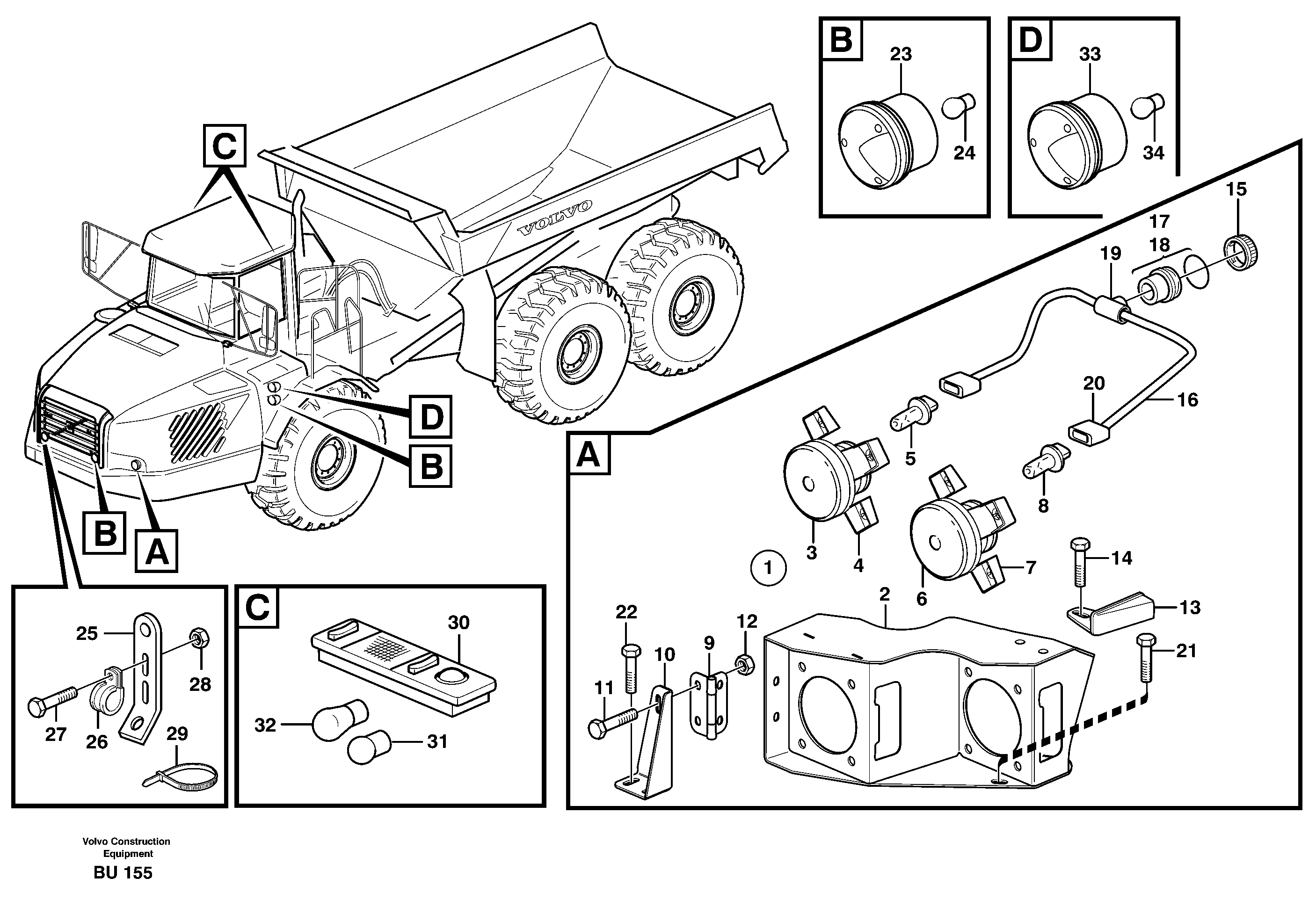 Lighting, front — volvo parts diagram