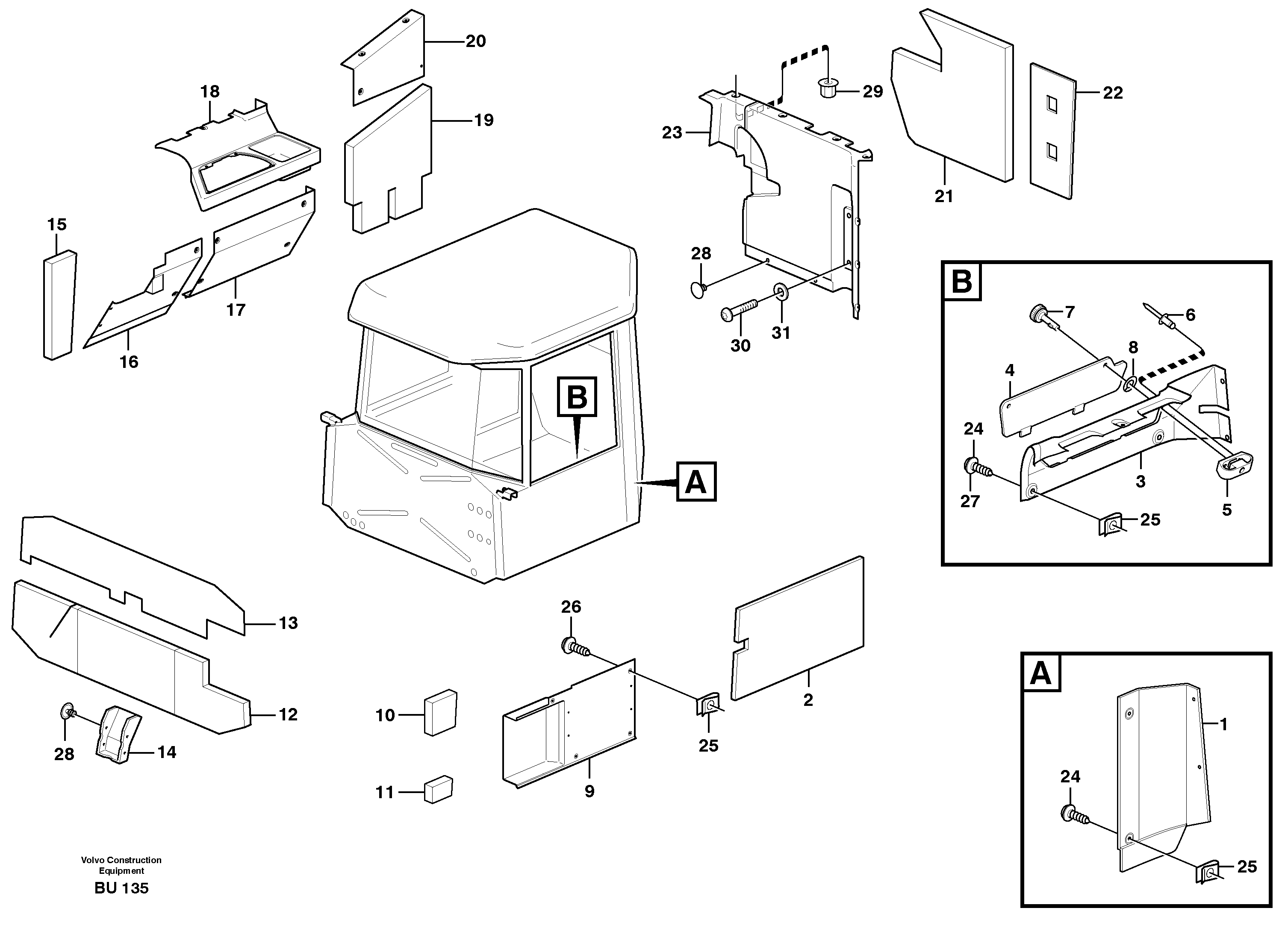 Upholstery and insulation, cab side and climate unit — volvo parts diagram