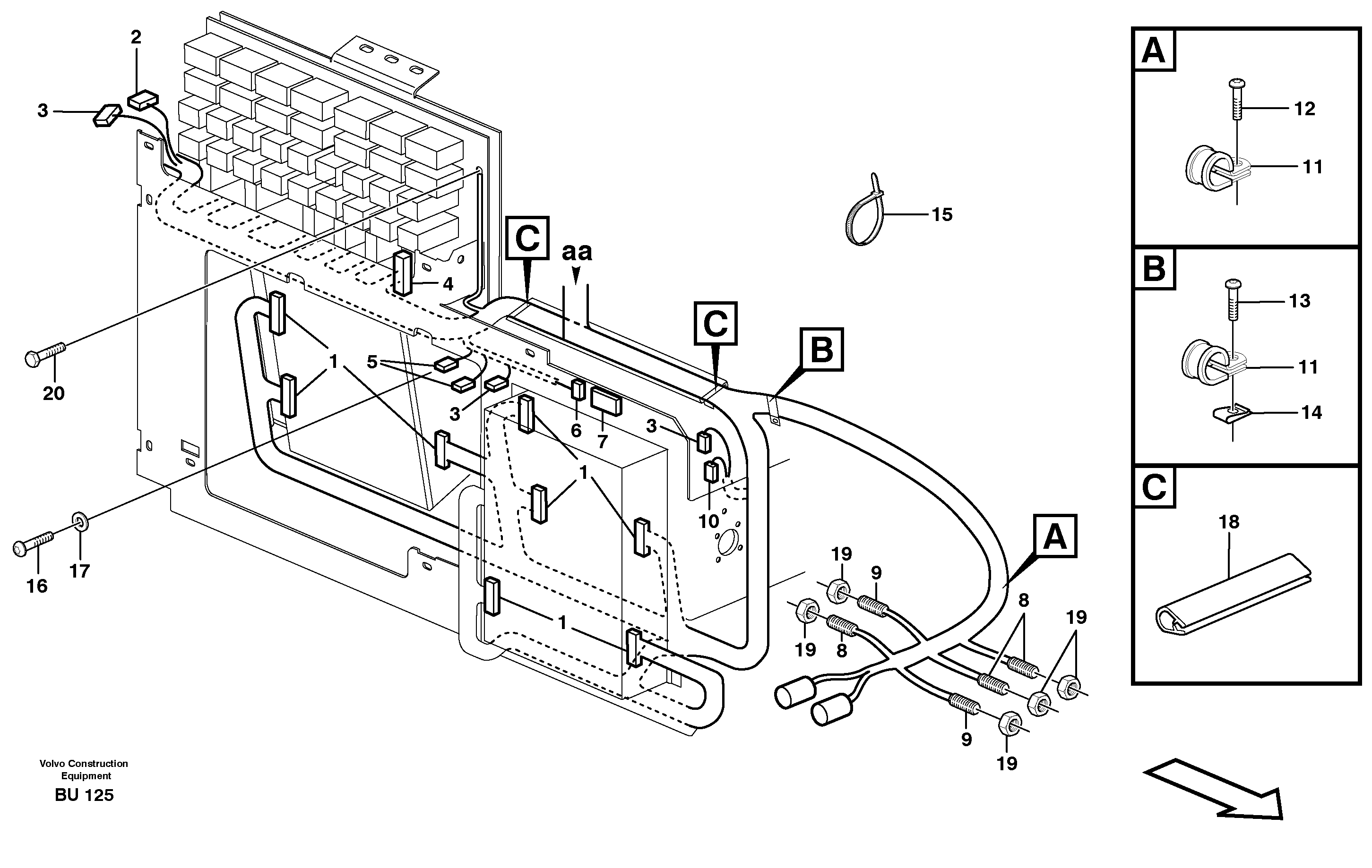 Cable harness, electricaldistrib. unit — volvo parts diagram