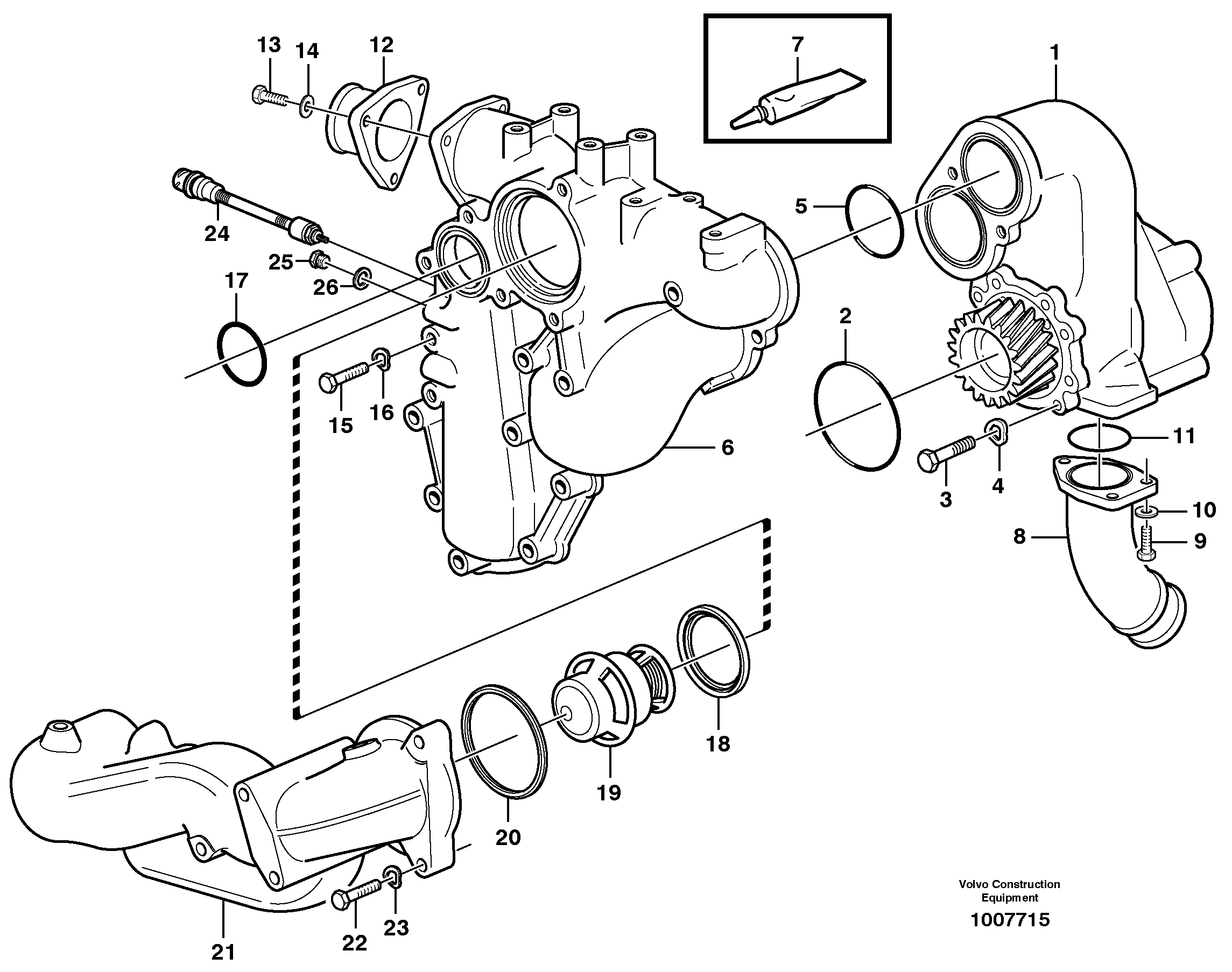 Water pump and thermostat housing — volvo parts diagram