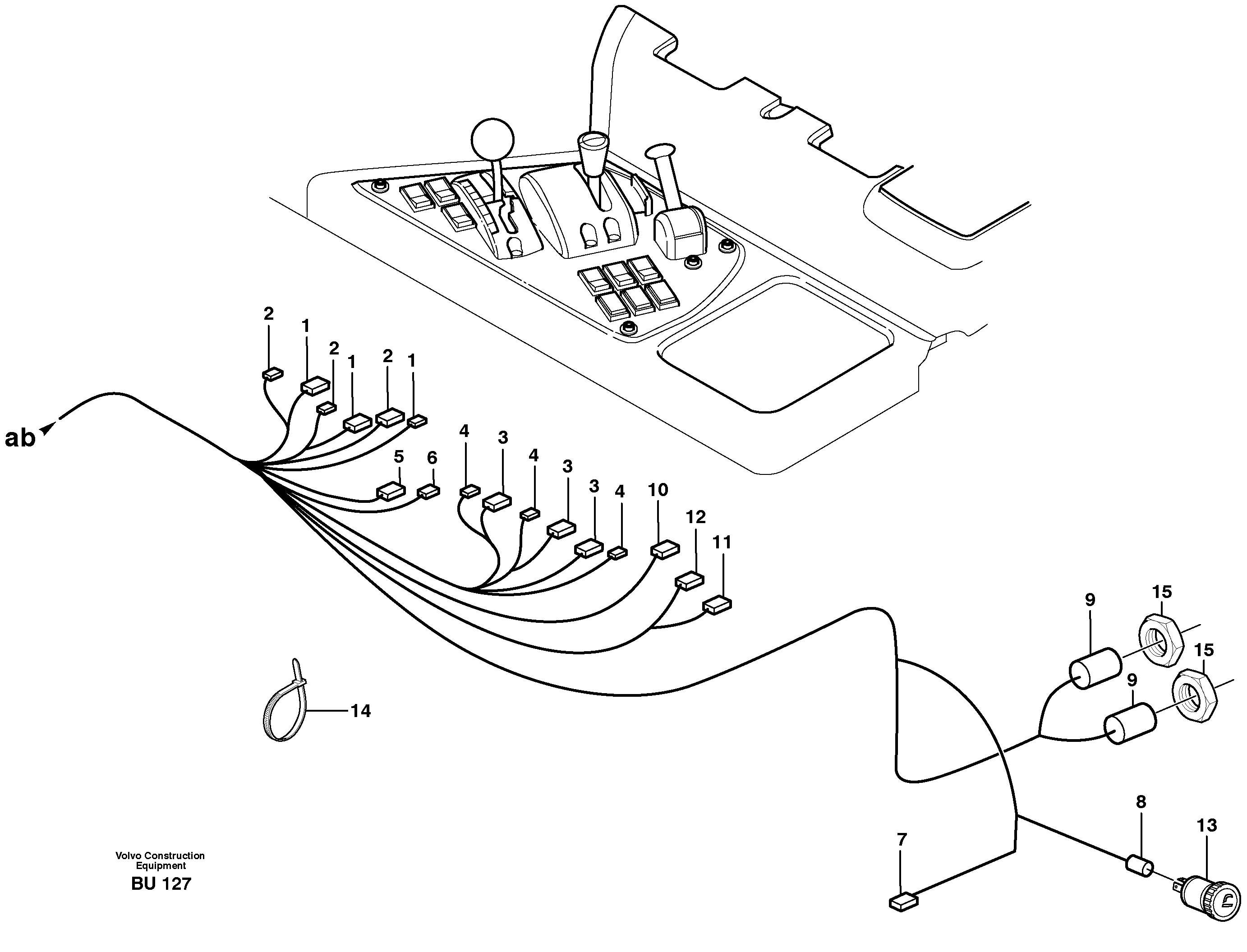 Cable harnesses, control panel — volvo parts diagram