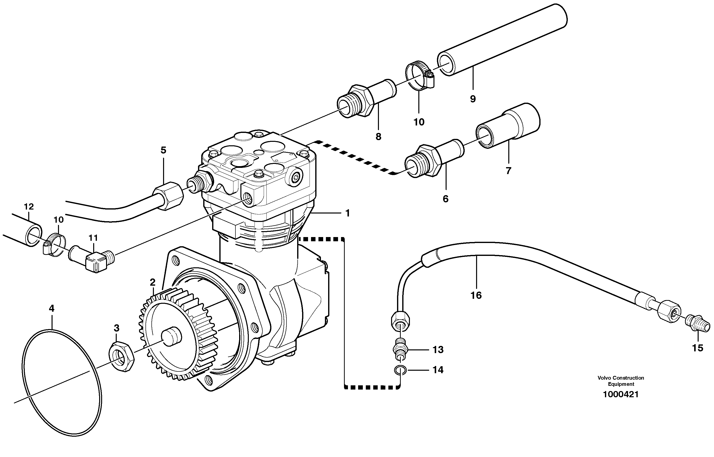 Air-compressor with fitting parts — volvo parts diagram