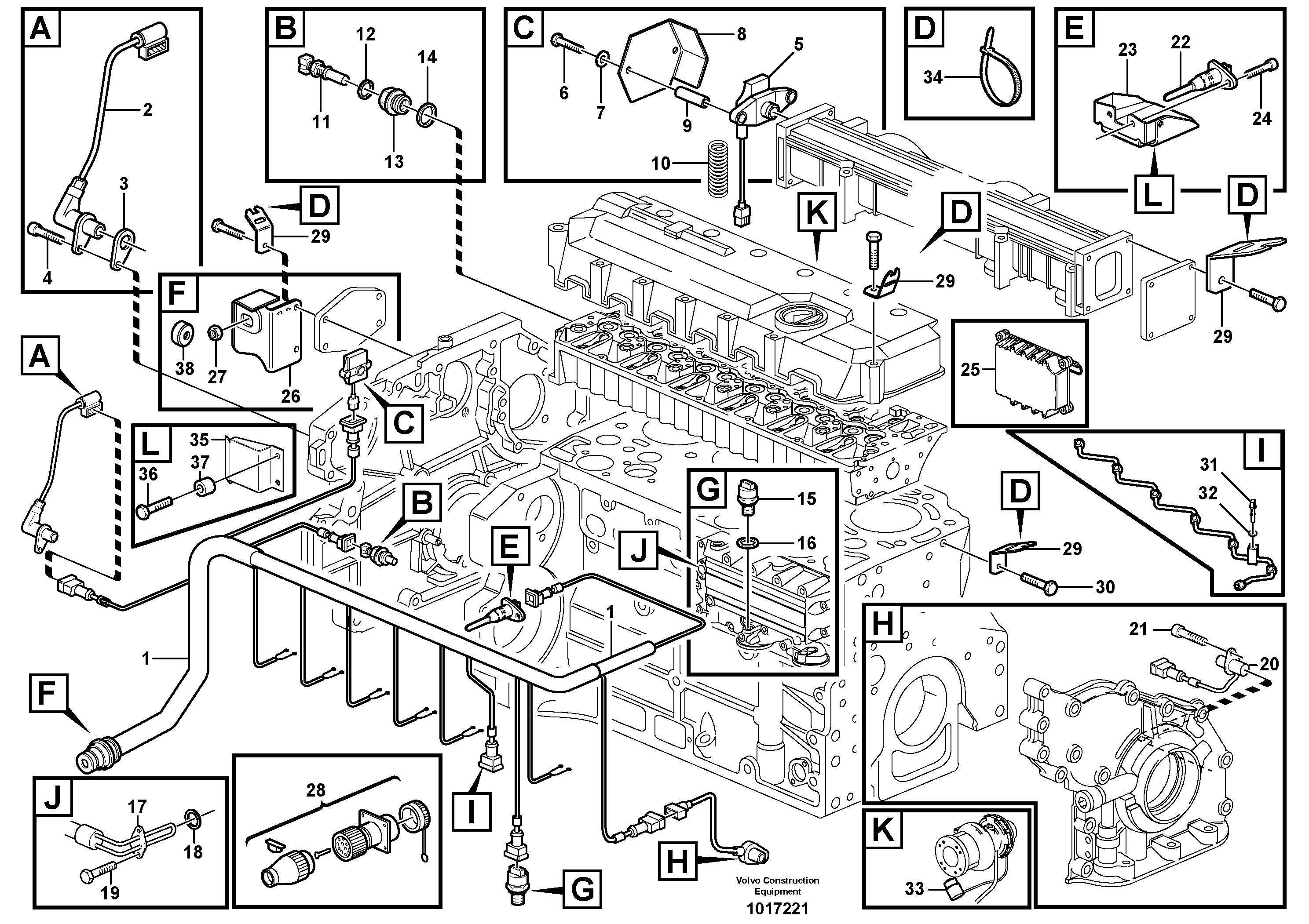 Cable harness, engine — volvo parts diagram