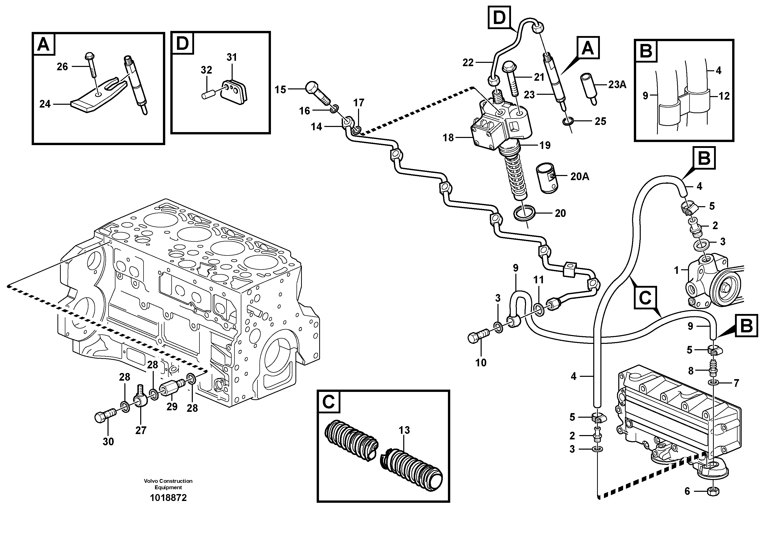 Fuel pipes, fuel pump - injection pump — volvo parts diagram