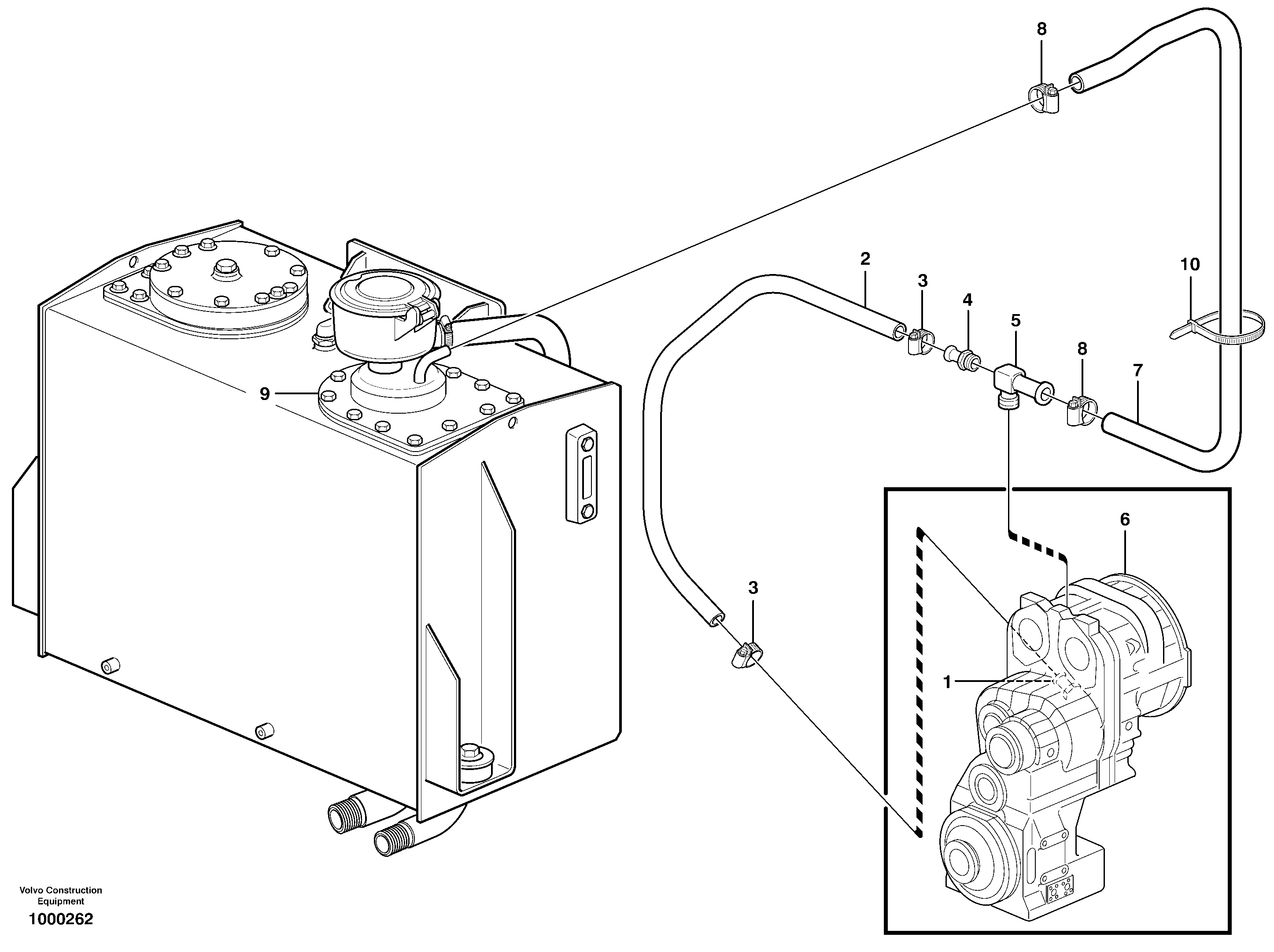 Ventilation for transmission  SER NO - 16727, SER NO - 64190 USA, SER NO - 70700 BRA — volvo parts diagram
