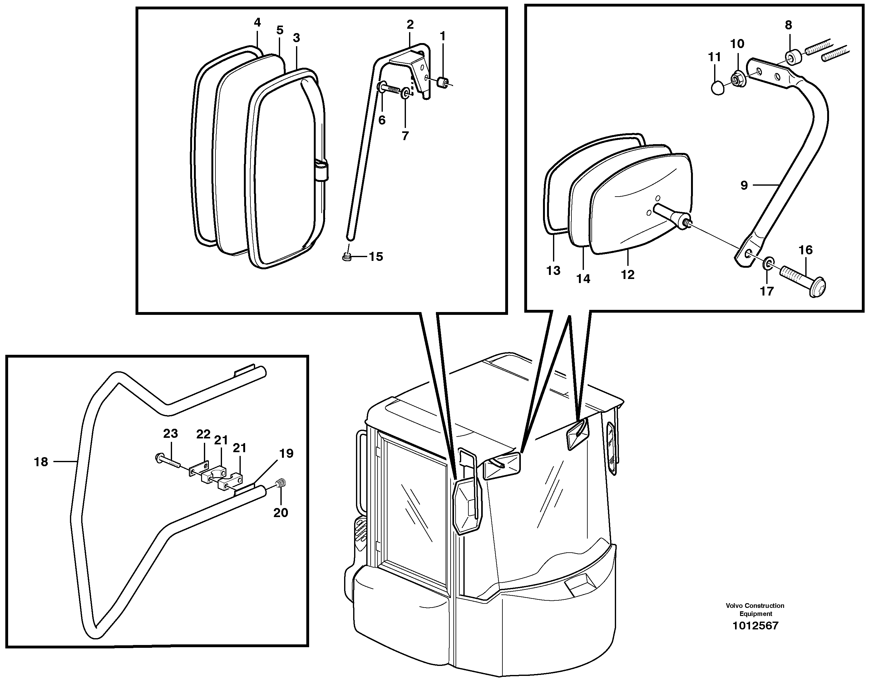 Rear view mirror — volvo parts diagram