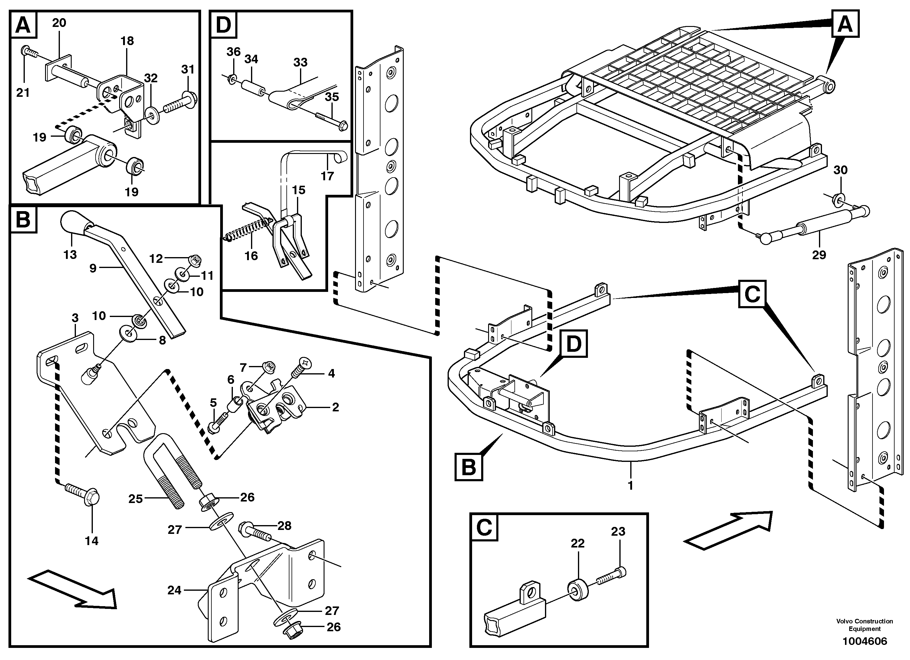 Radiator casing, support  SER NO 16837-18311, 64160-64579 USA, 70701-70873 BRA — volvo parts diagram