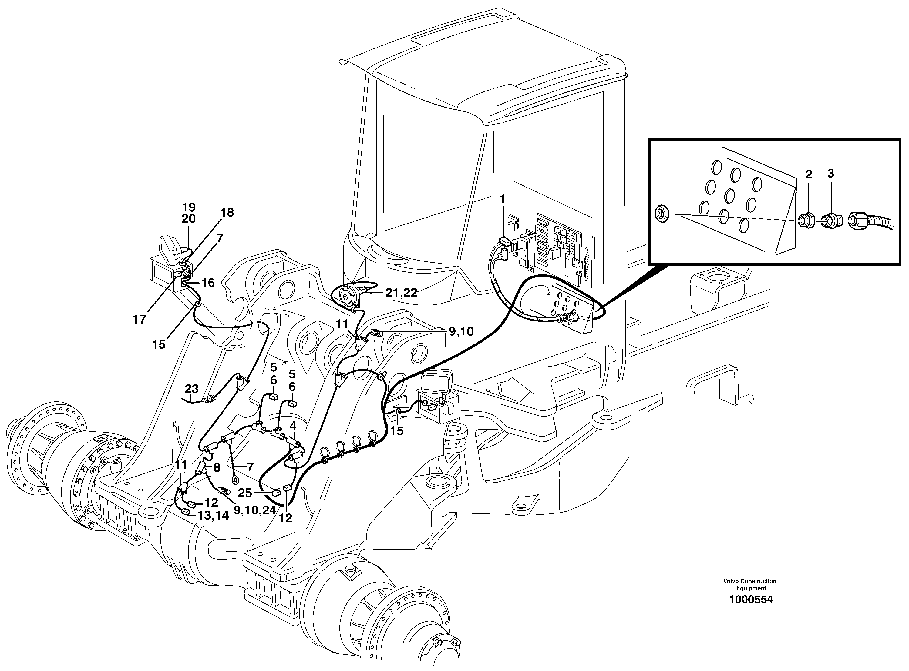 Cable harness, front  SER NO - 16638, SER NO - 64225  USA — volvo parts diagram