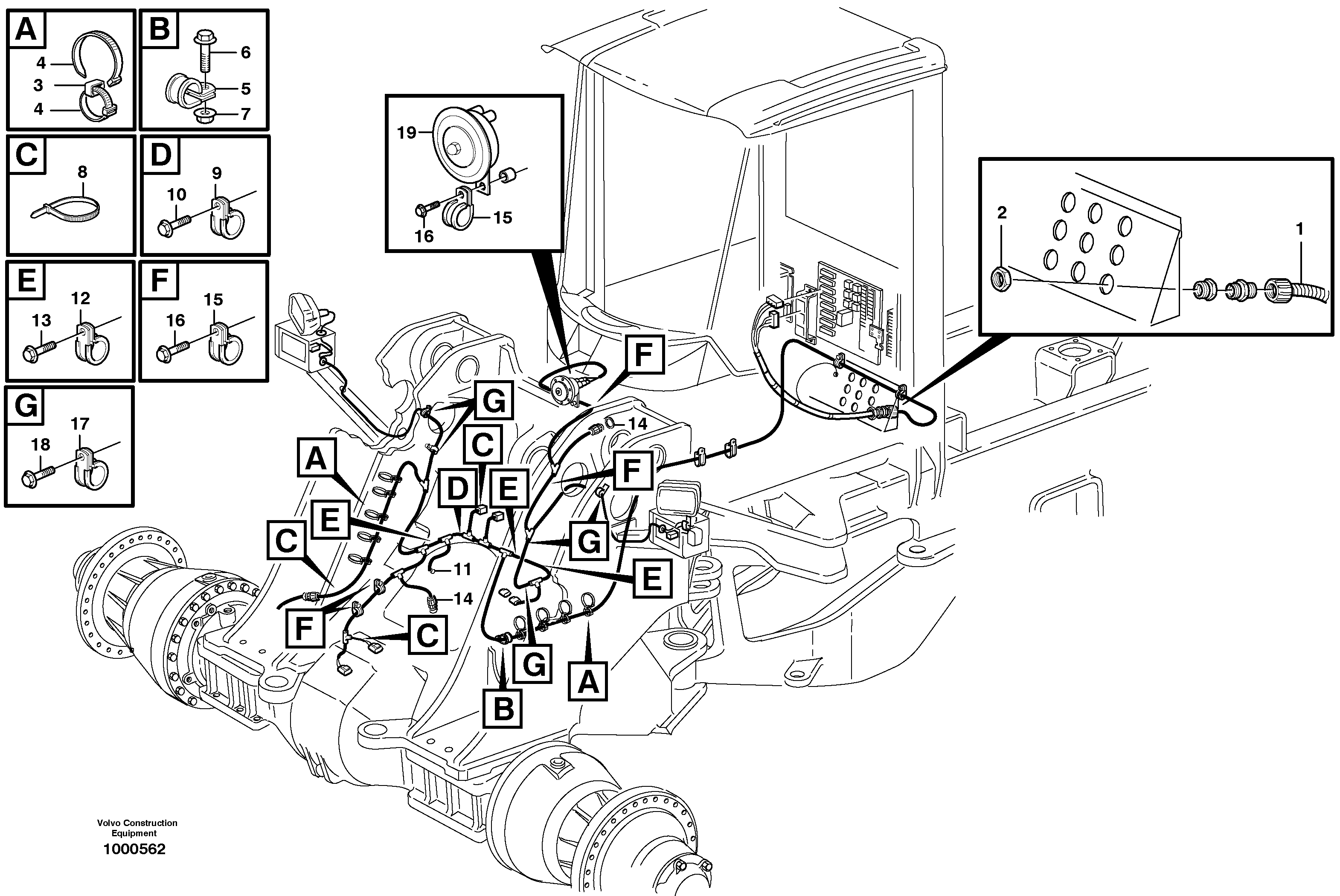 Front cable harness with assembly parts — volvo parts diagram