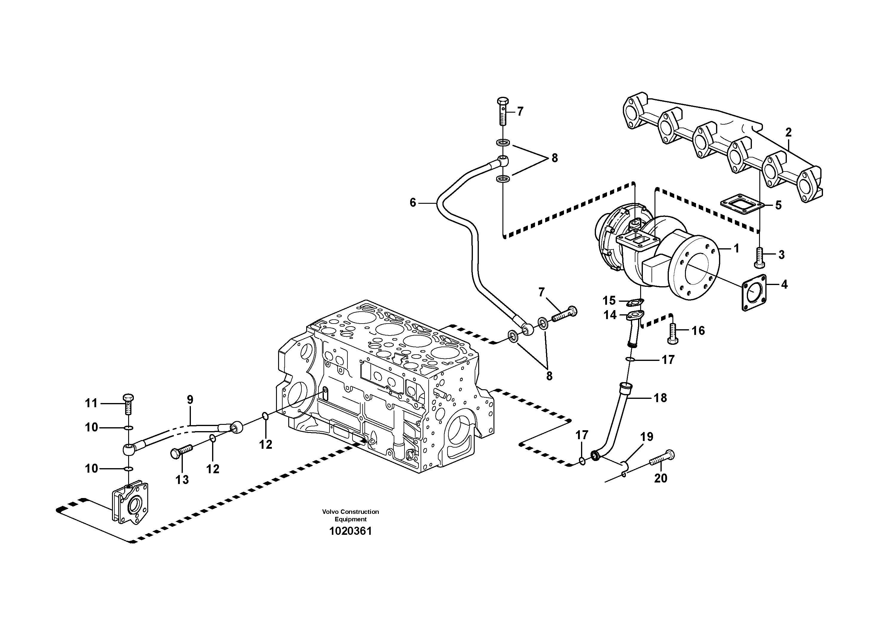 Turbocharger with fitting parts — volvo parts diagram