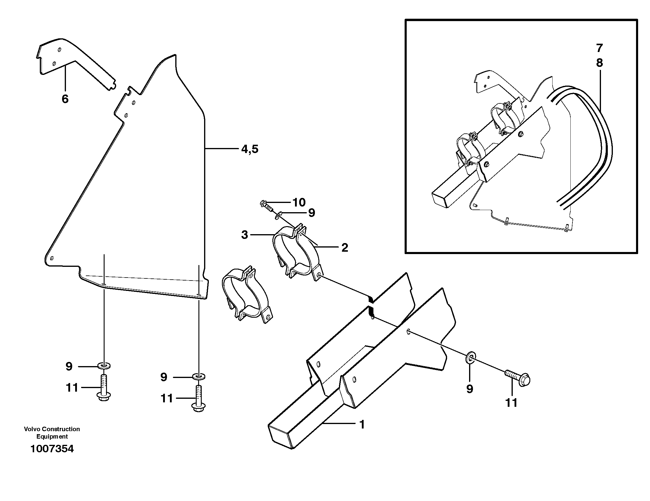Hose protection, lift cylinder  82217, 82255 — volvo parts diagram