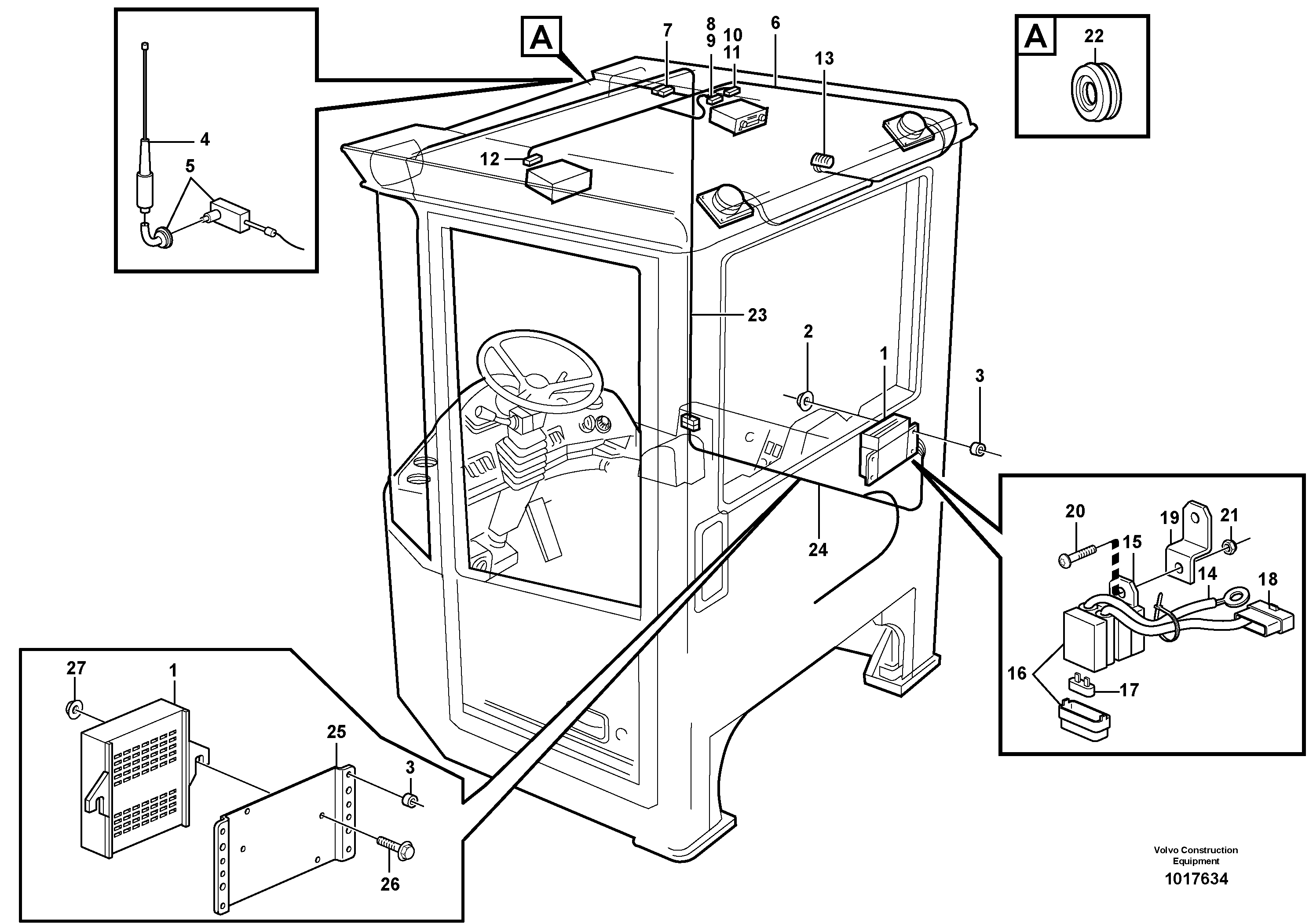 Voltage converter and cable harness for radio.  80518 — volvo parts diagram