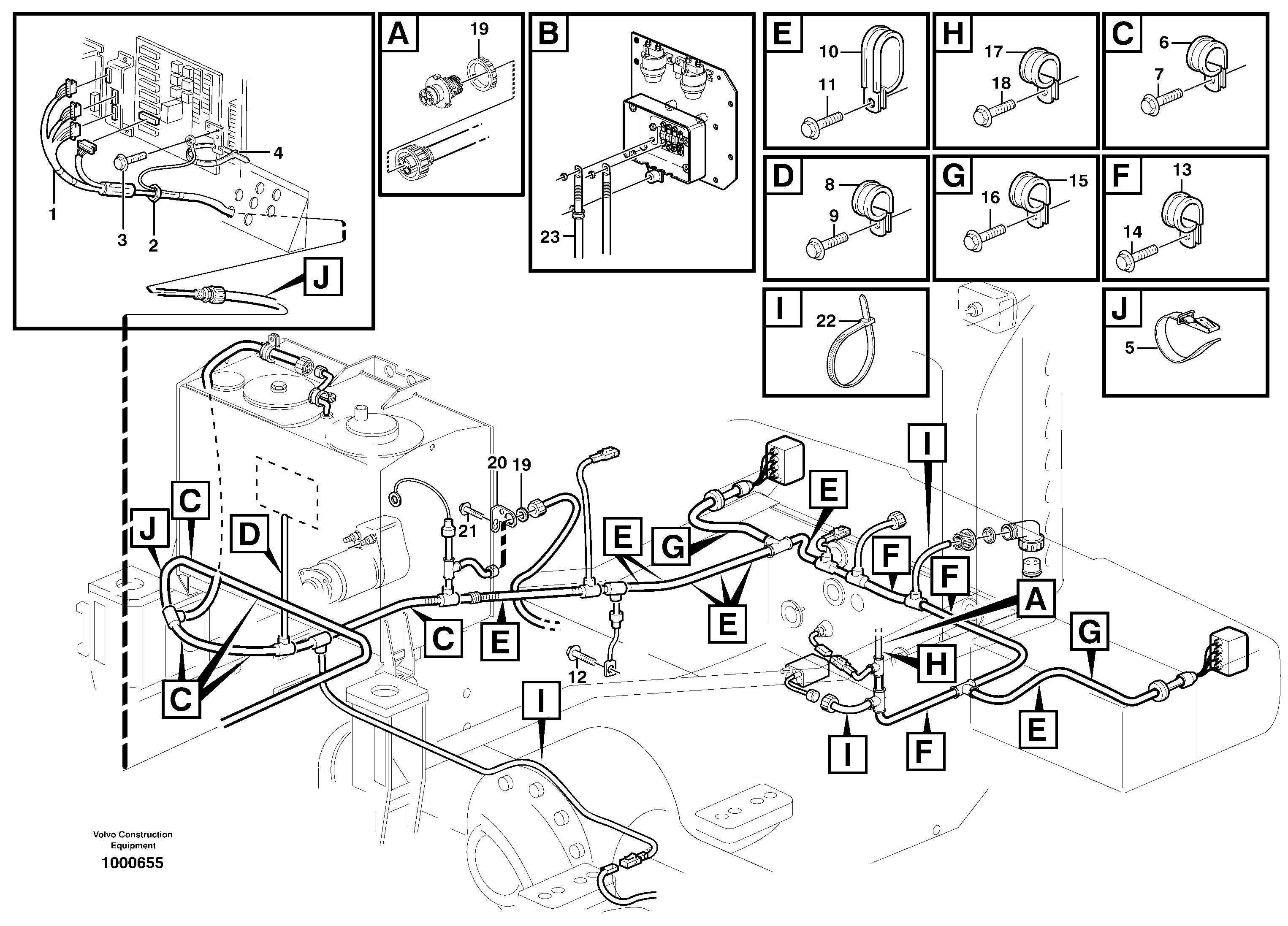 Rear cable harness with assembly parts — volvo parts diagram
