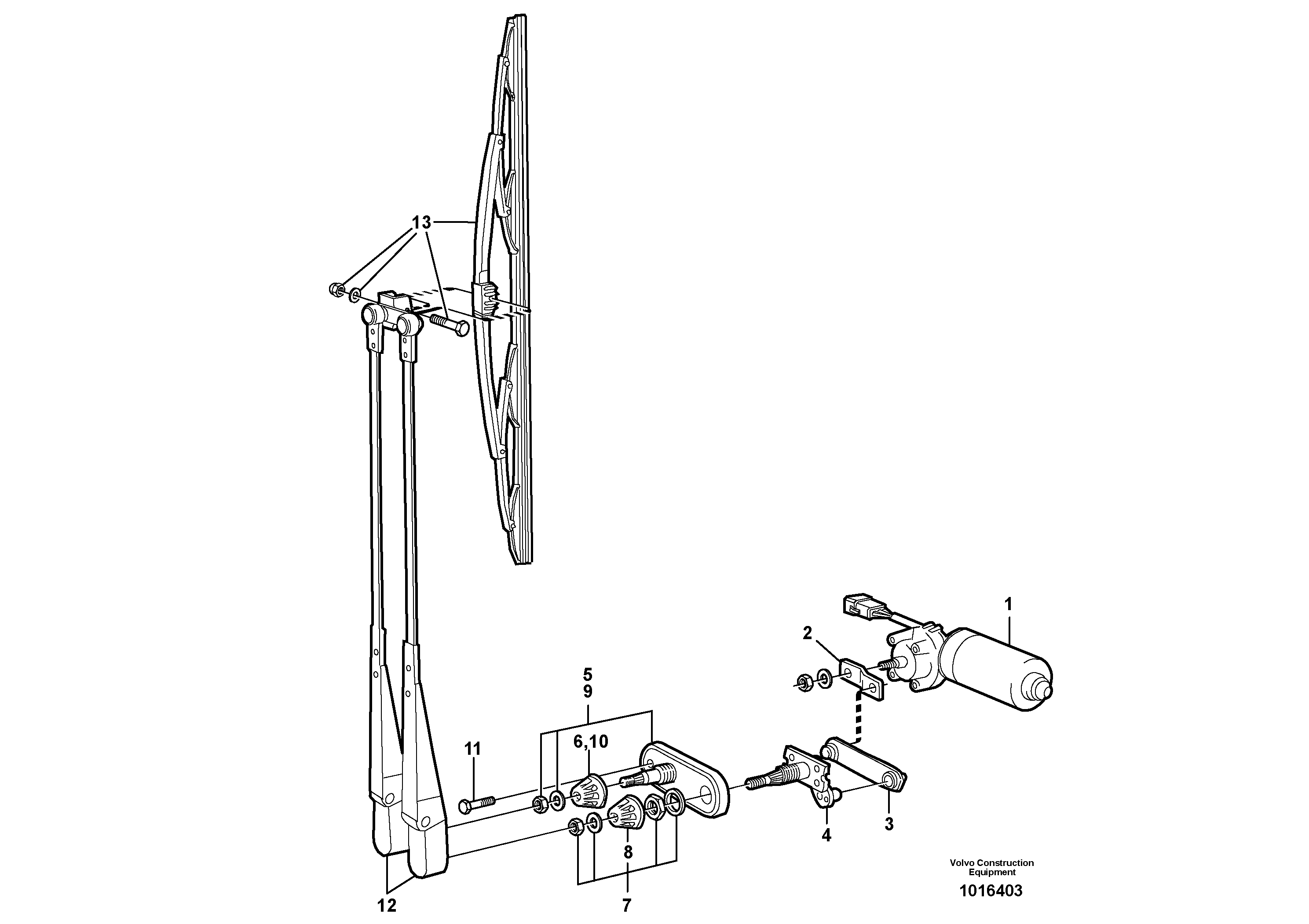 Windshield wiper, front — volvo parts diagram
