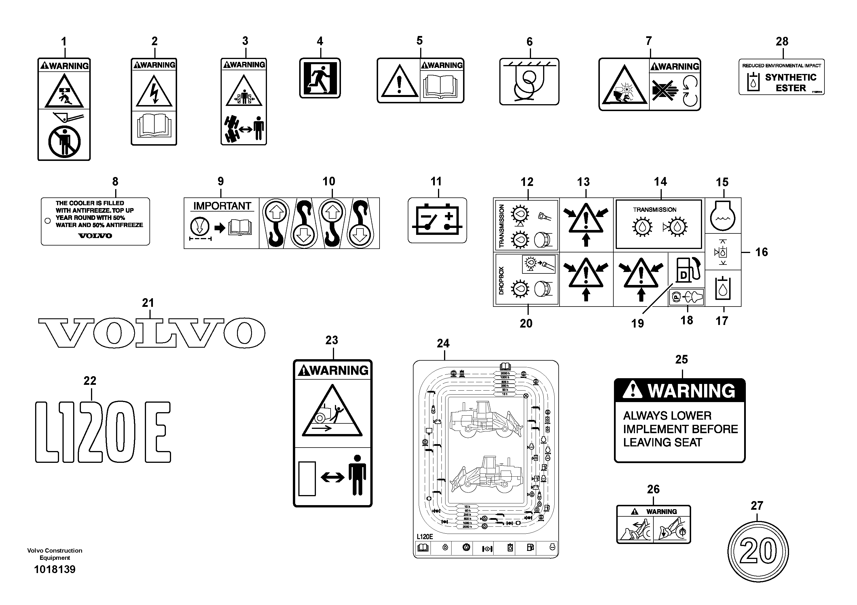 Illustrations of sign plates and decals — volvo parts diagram