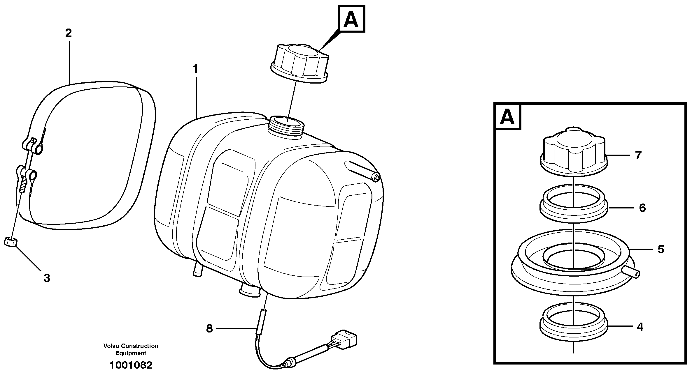 Expansion tank with fitting parts — volvo parts diagram