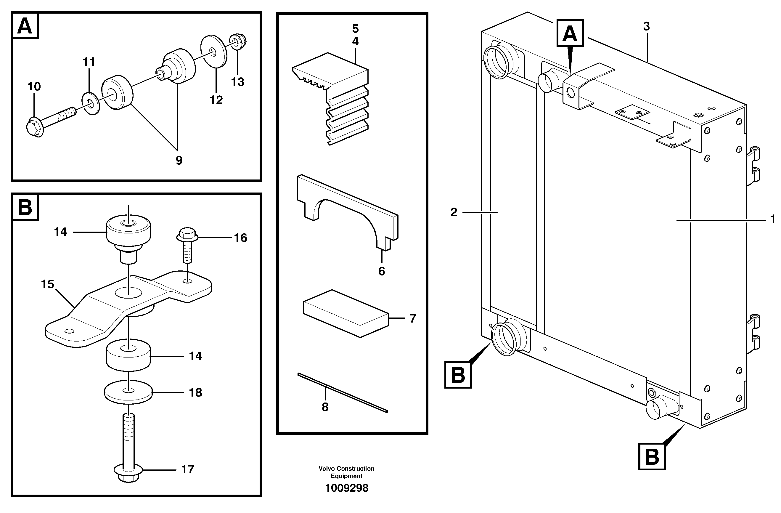 Radiator with fitting parts — volvo parts diagram