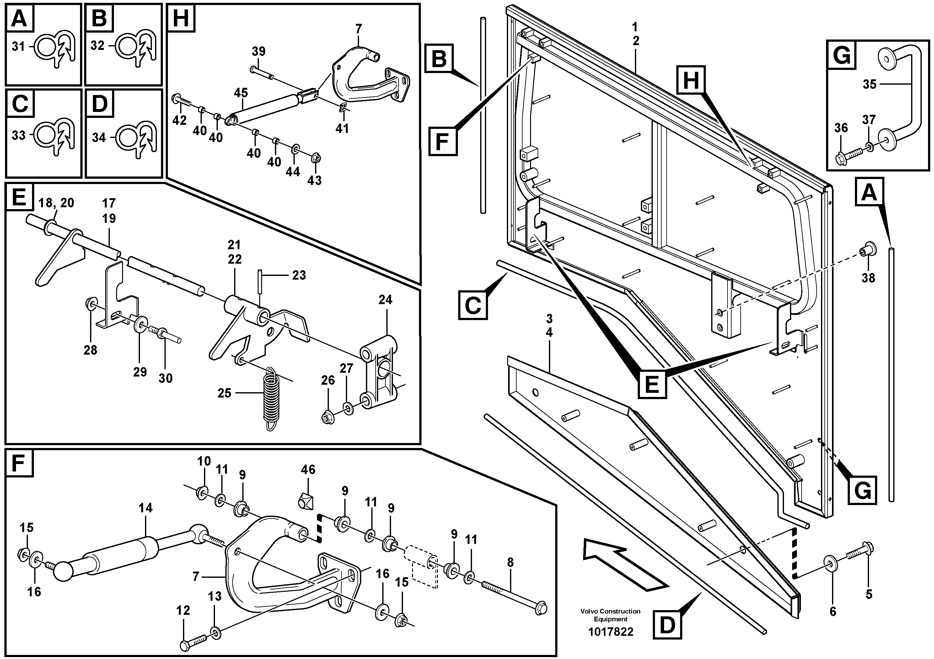 Top plate, side hatches, rear  S/N: 18312 -, 64580 - USA, 70874 - BRA — volvo parts diagram