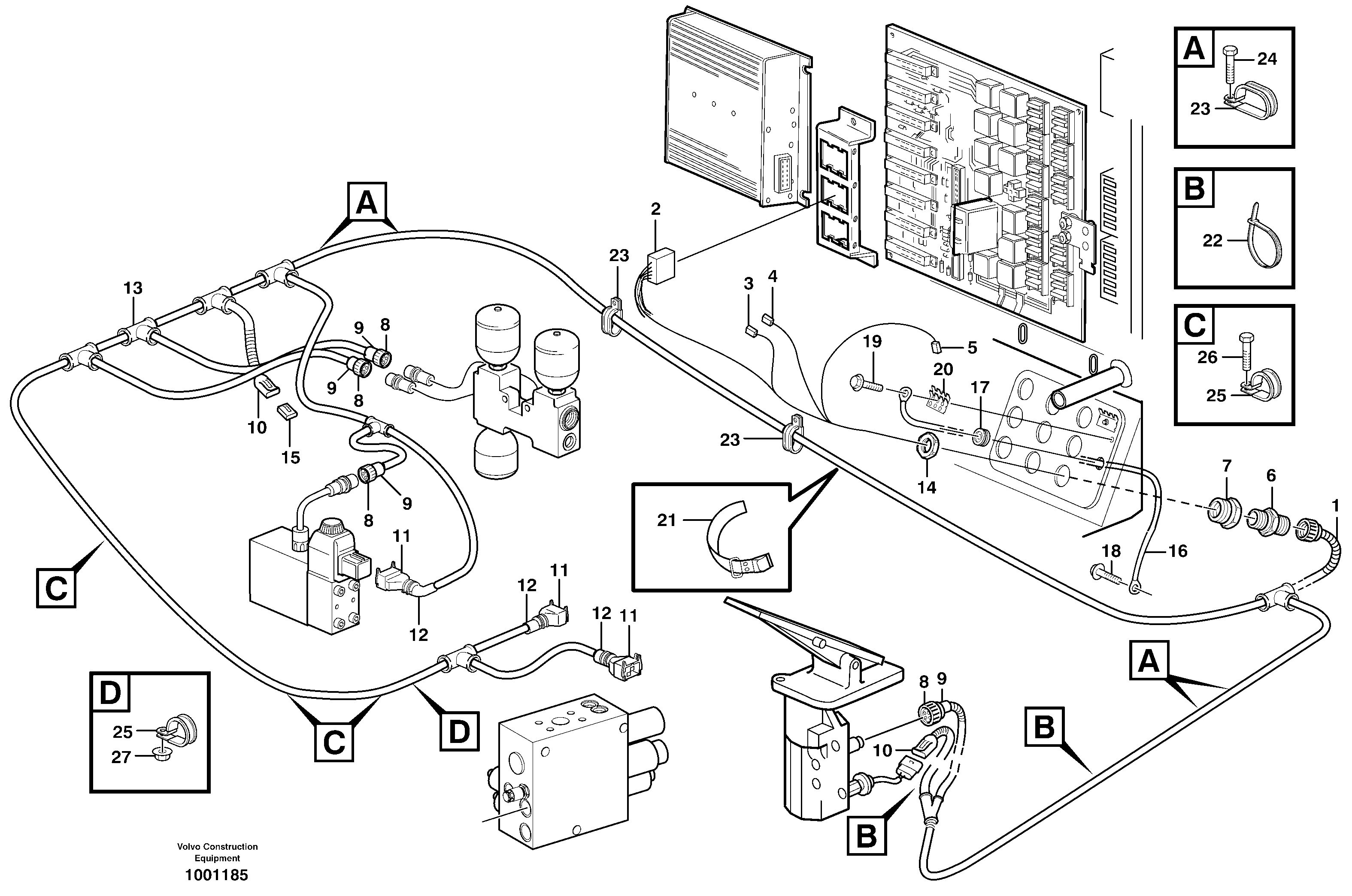 Cable harnesses, cab — volvo parts diagram