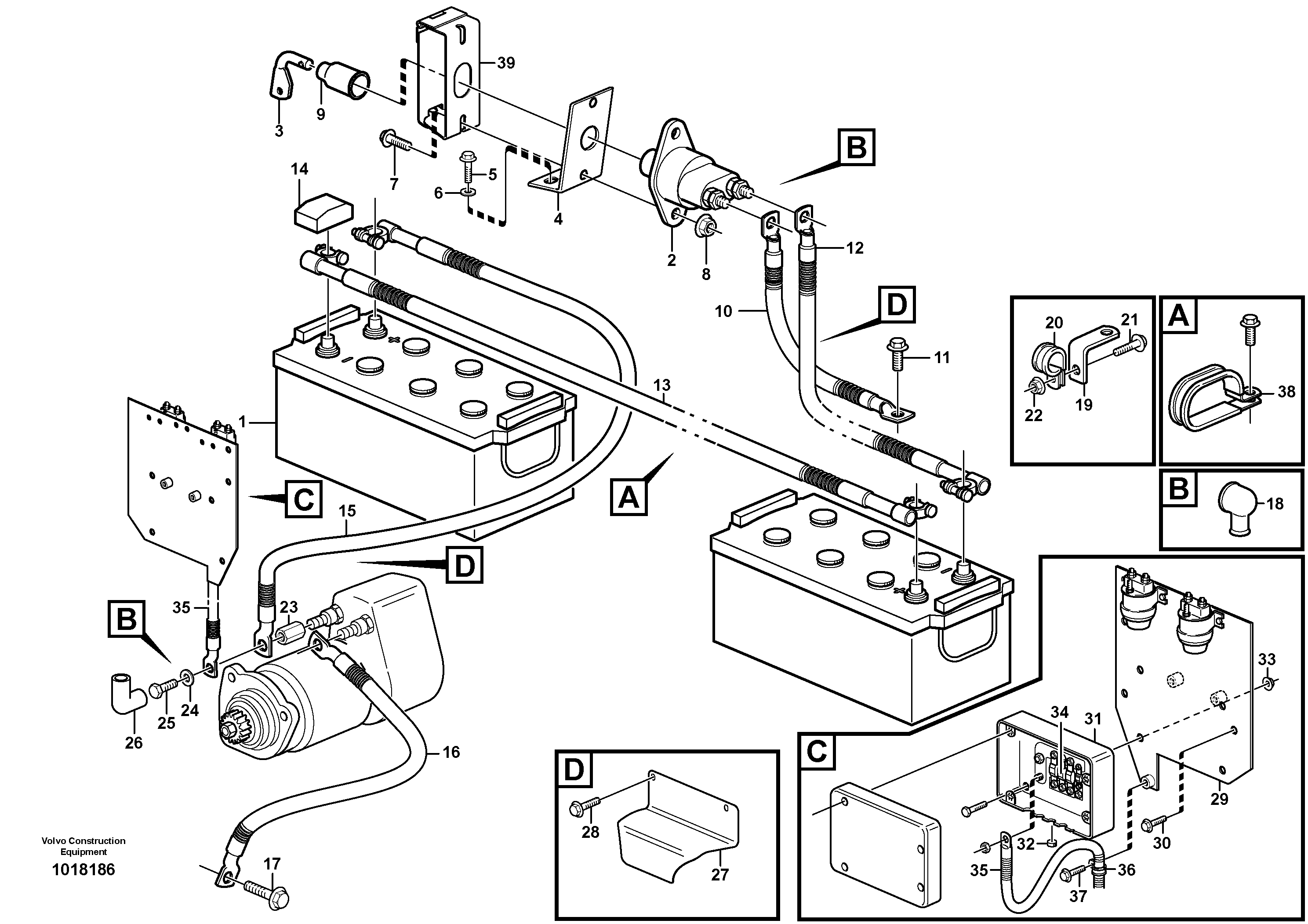Battery cable and main switch — volvo parts diagram