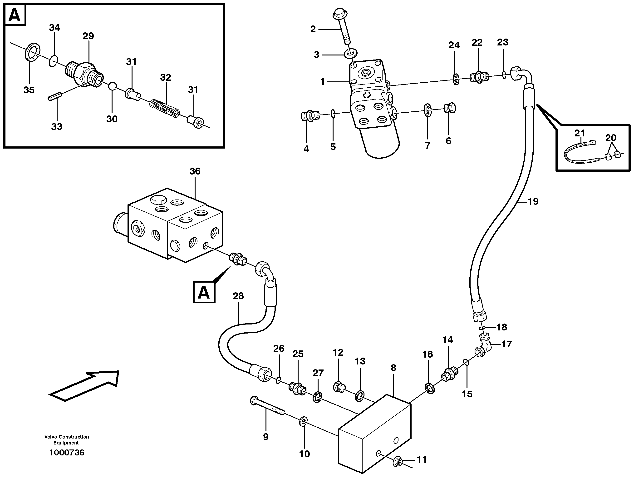 Steering system  SER NO - 16522, SER NO - 64185  USA — volvo parts diagram