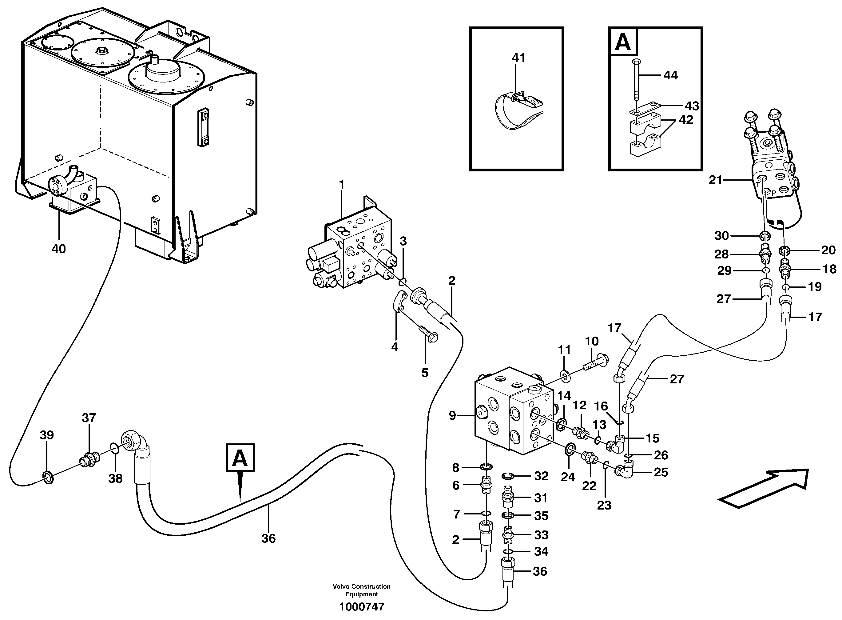 Steering system, pressure and return lines — volvo parts diagram