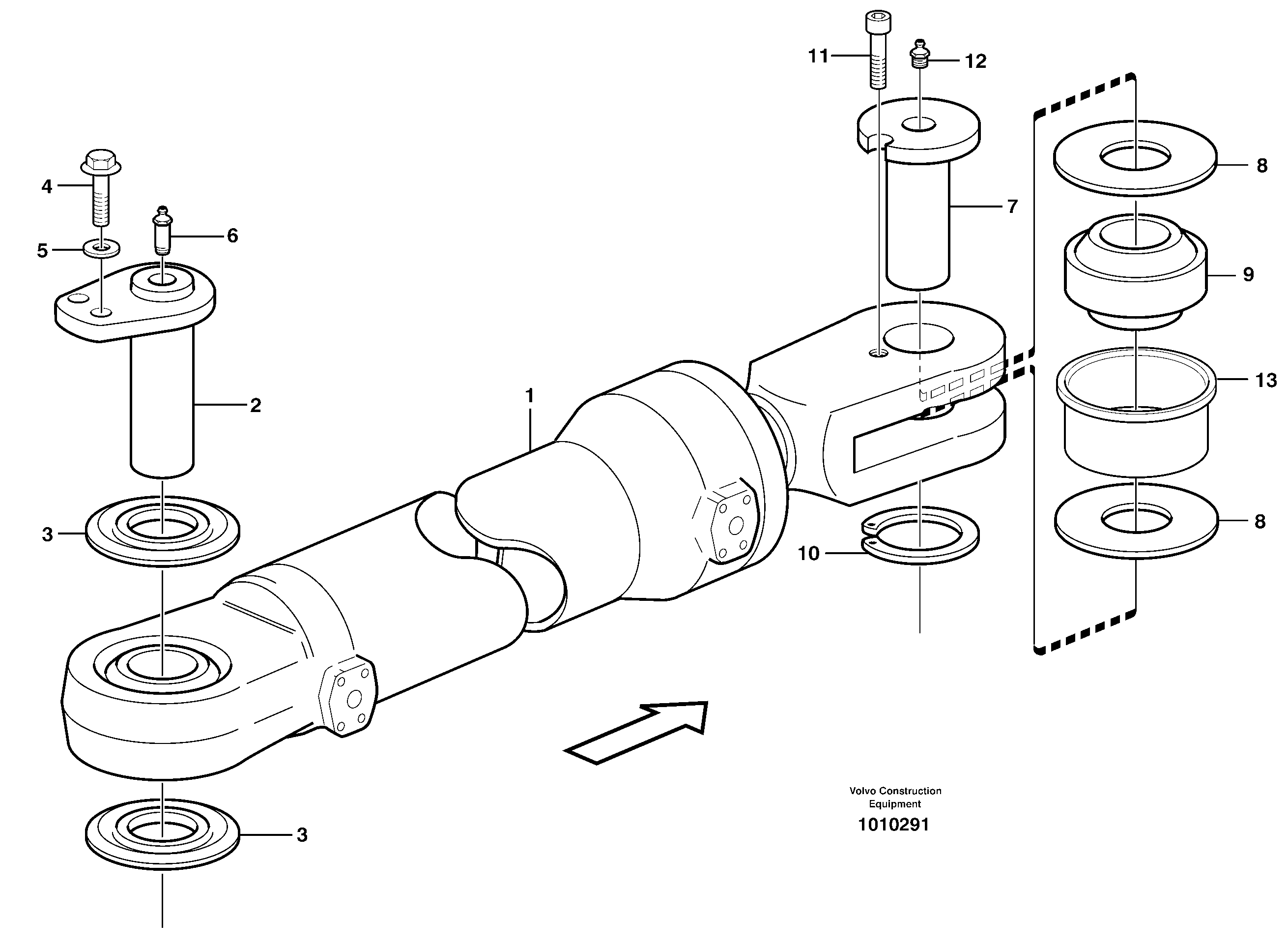 Hydraulic cylinder with fitting parts — volvo parts diagram