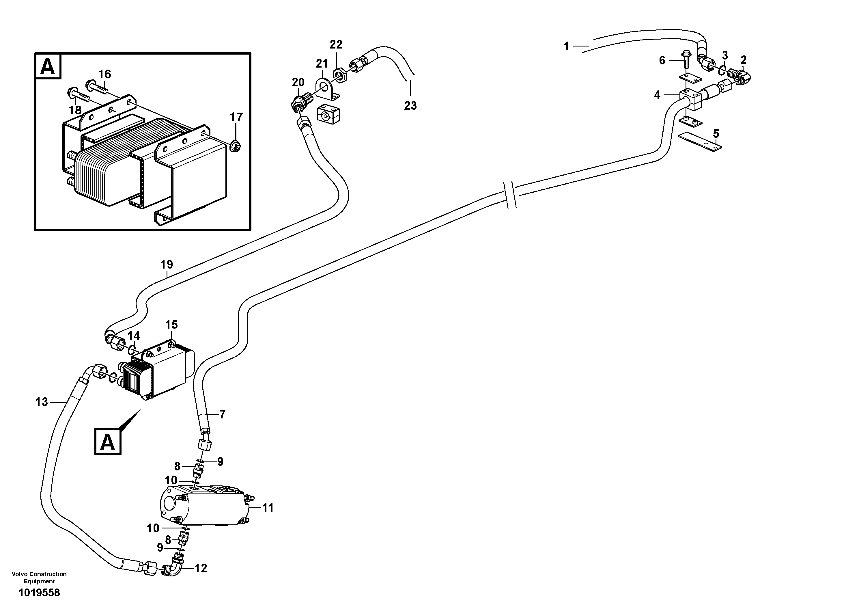 Oil cooler, forword, motor circuit. — volvo parts diagram