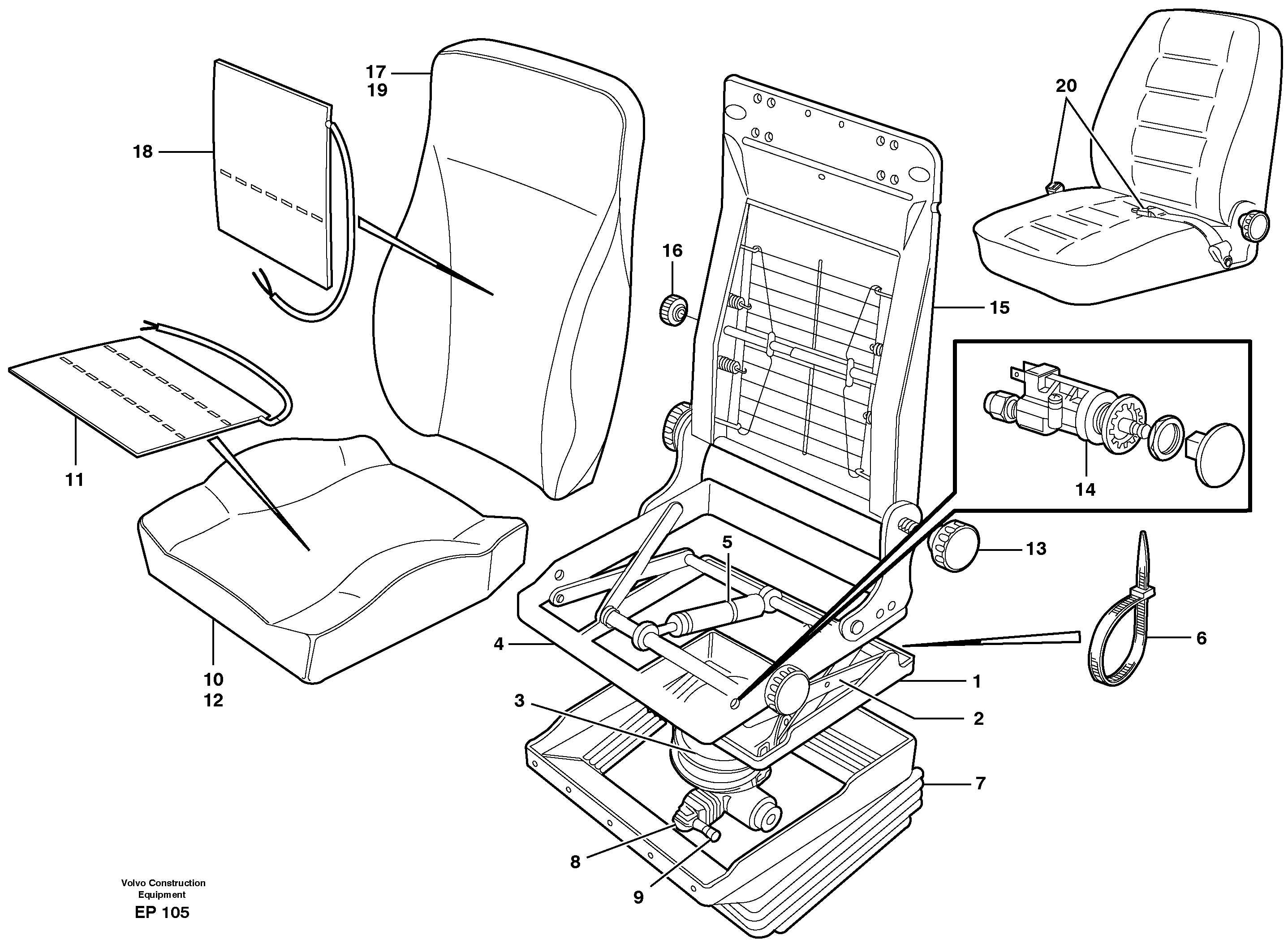 Operator's seat, Be-ge.  80572 — volvo parts diagram