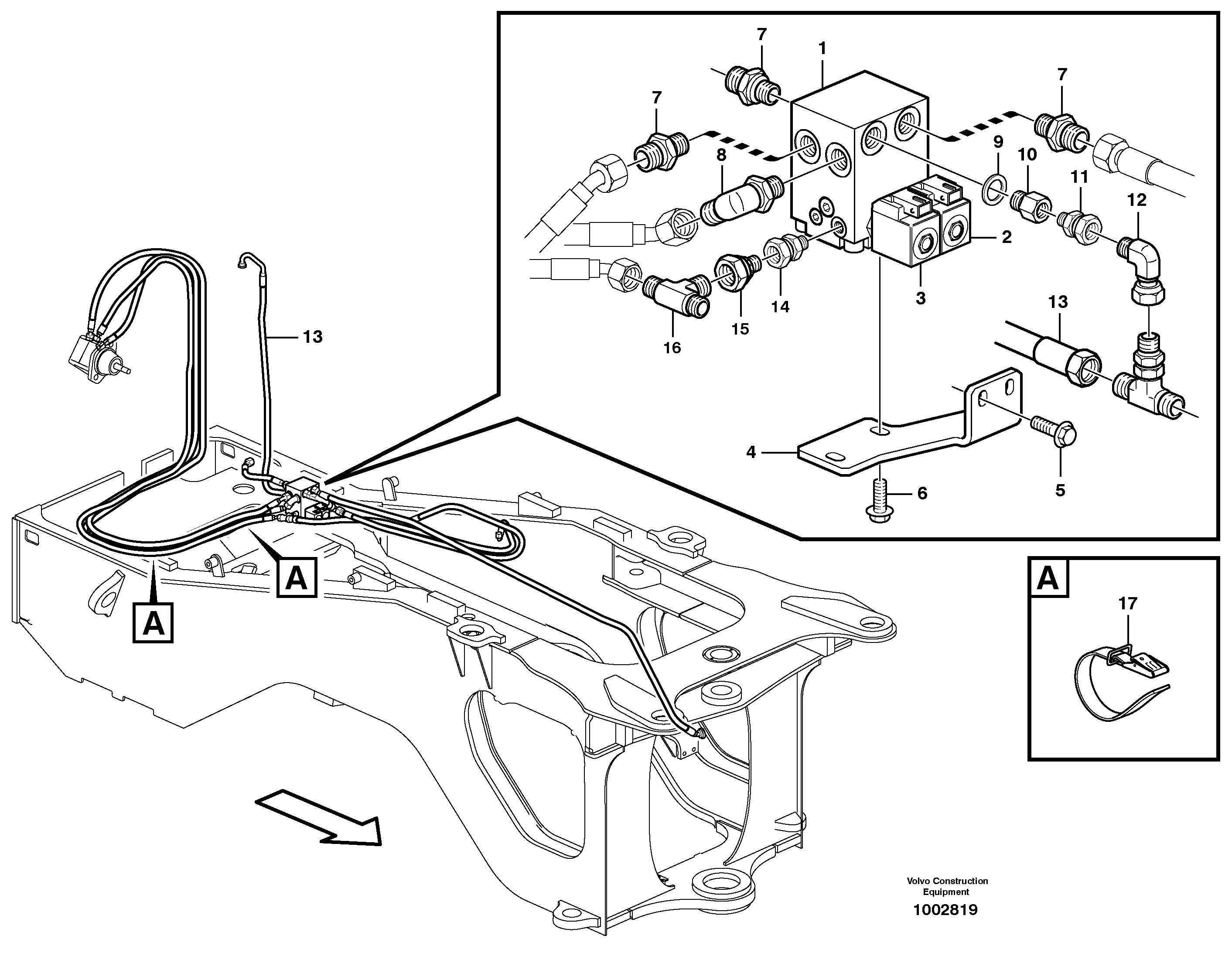 Hoses to fan drive  REPLACED BY 82402, SER NO - 16535, SER NO - 64157 USA — volvo parts diagram