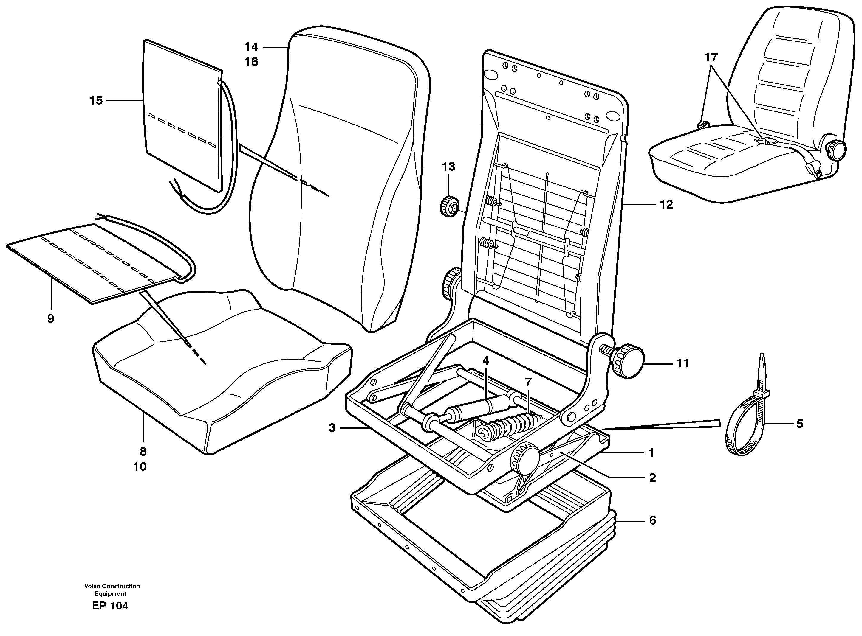 Operator's seat, Be-ge.  94909 — volvo parts diagram