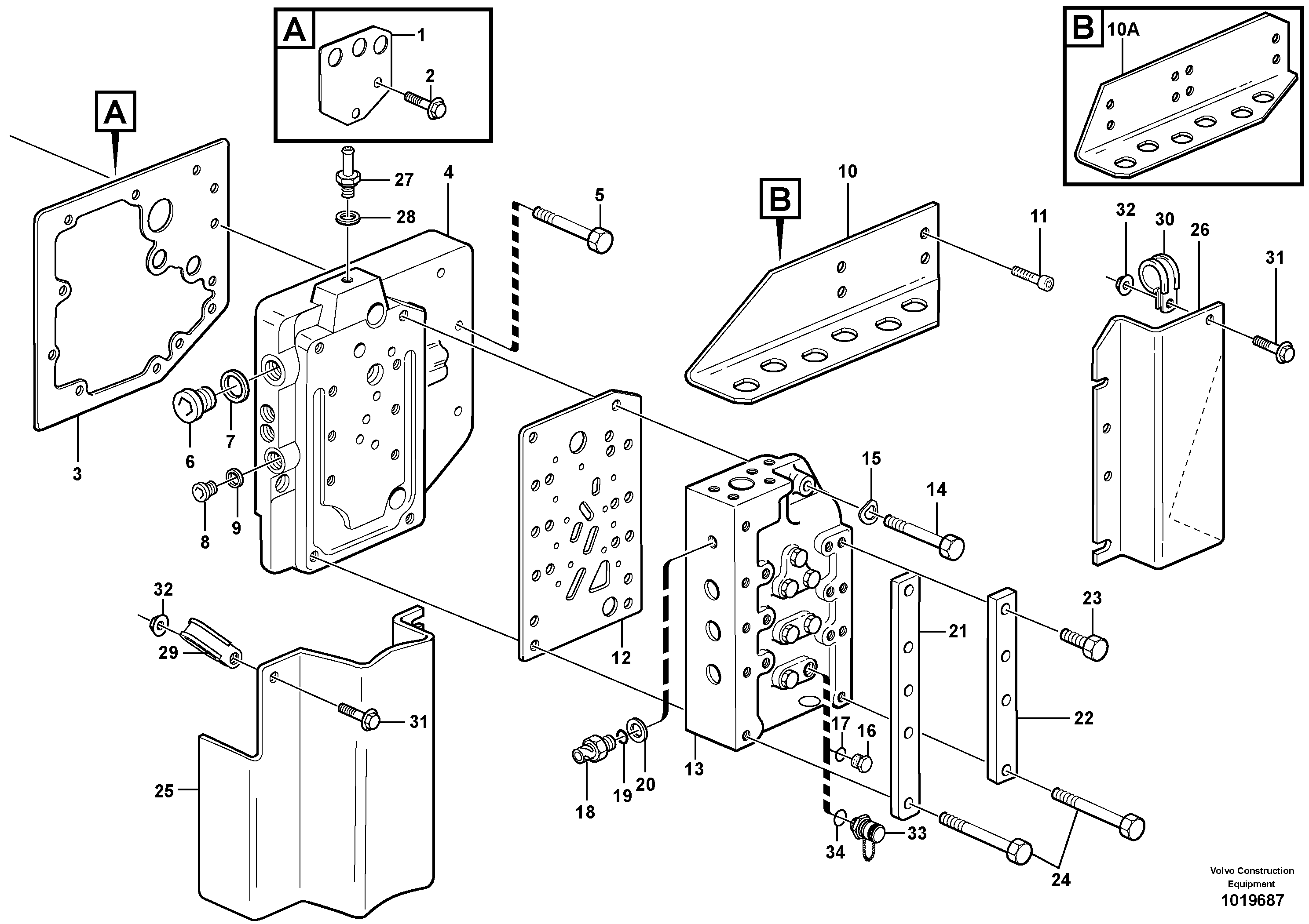 Range selector valve with fitting parts — volvo parts diagram