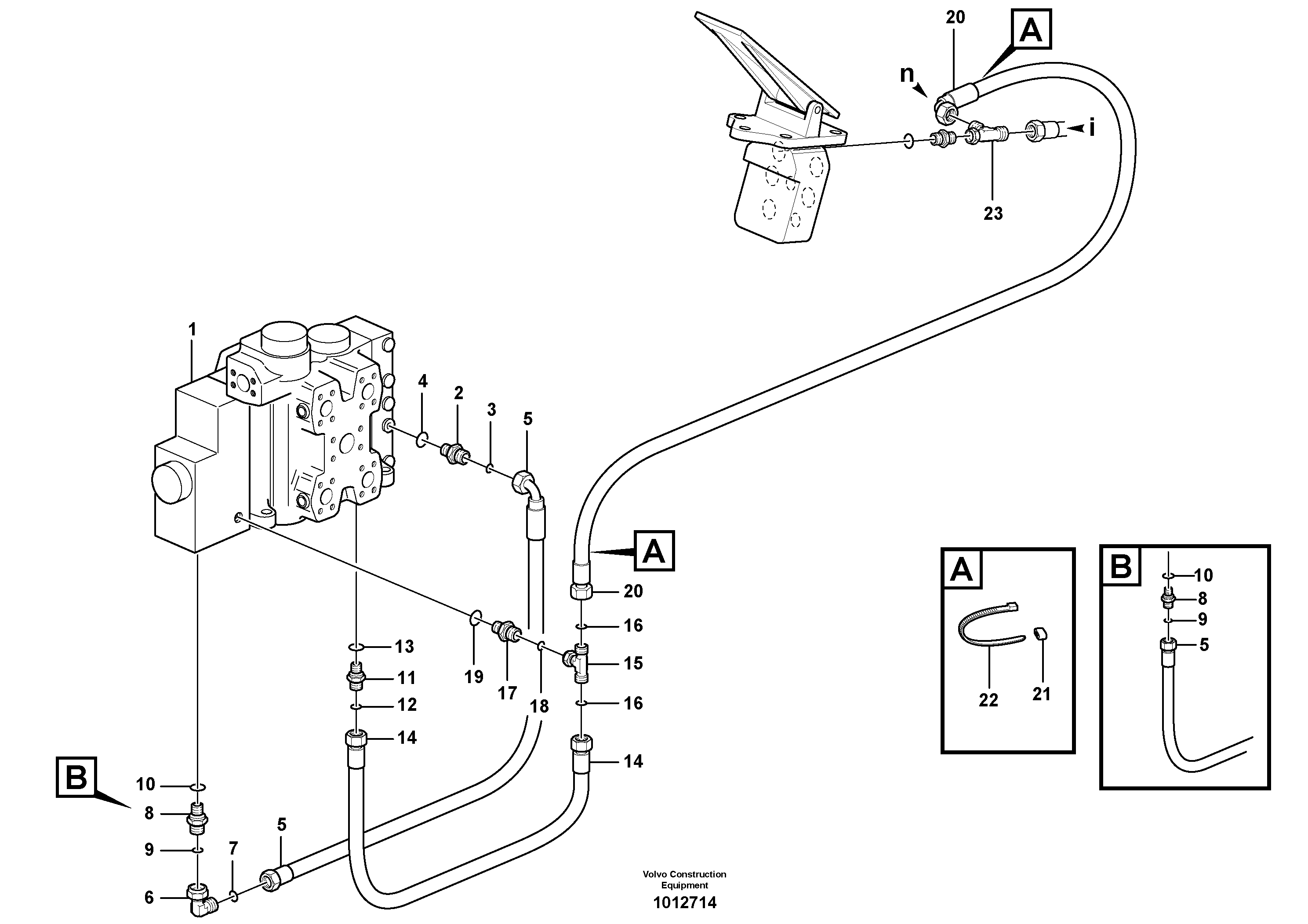 Drainage line, control valve — volvo parts diagram