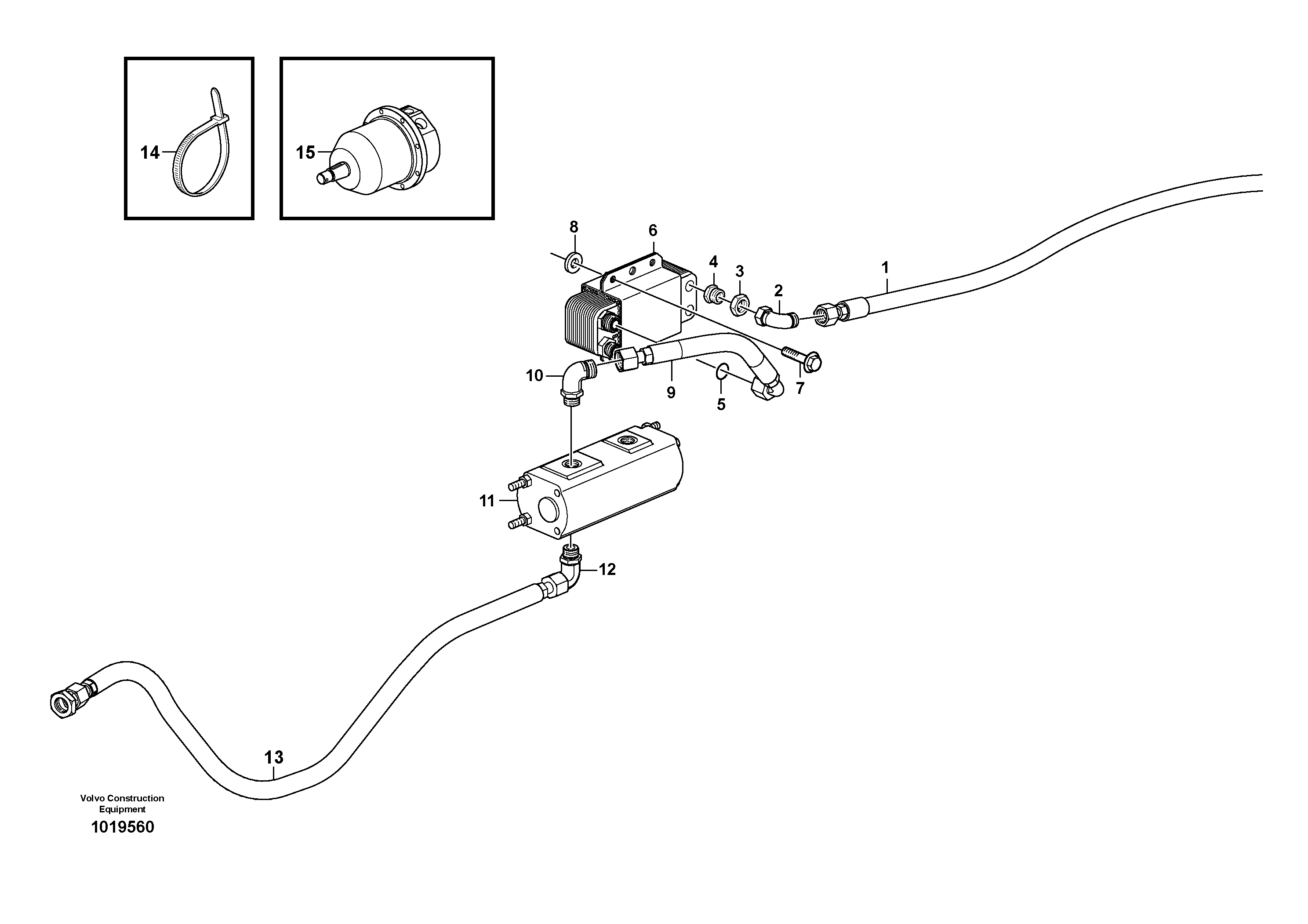 Oil cooler, rear, motor circuit. — volvo parts diagram