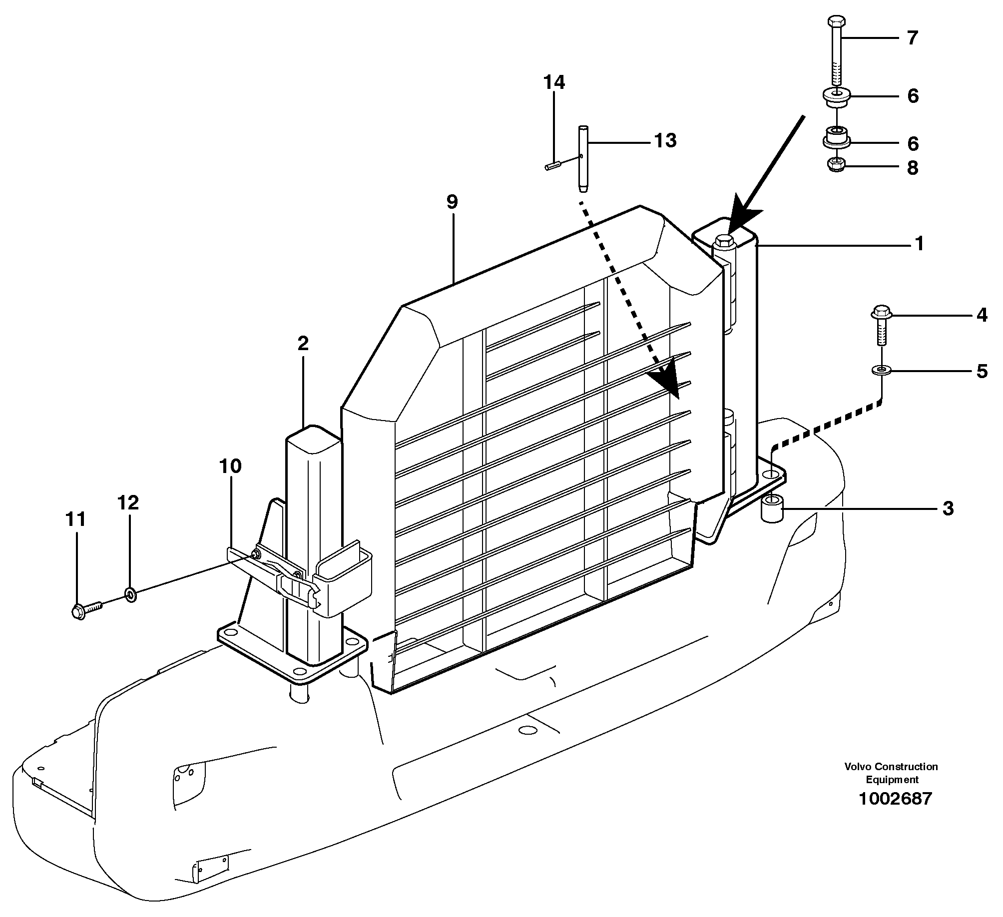 Radiator, kylare.  82276, SER NO -18191, -64563 USA — volvo parts diagram