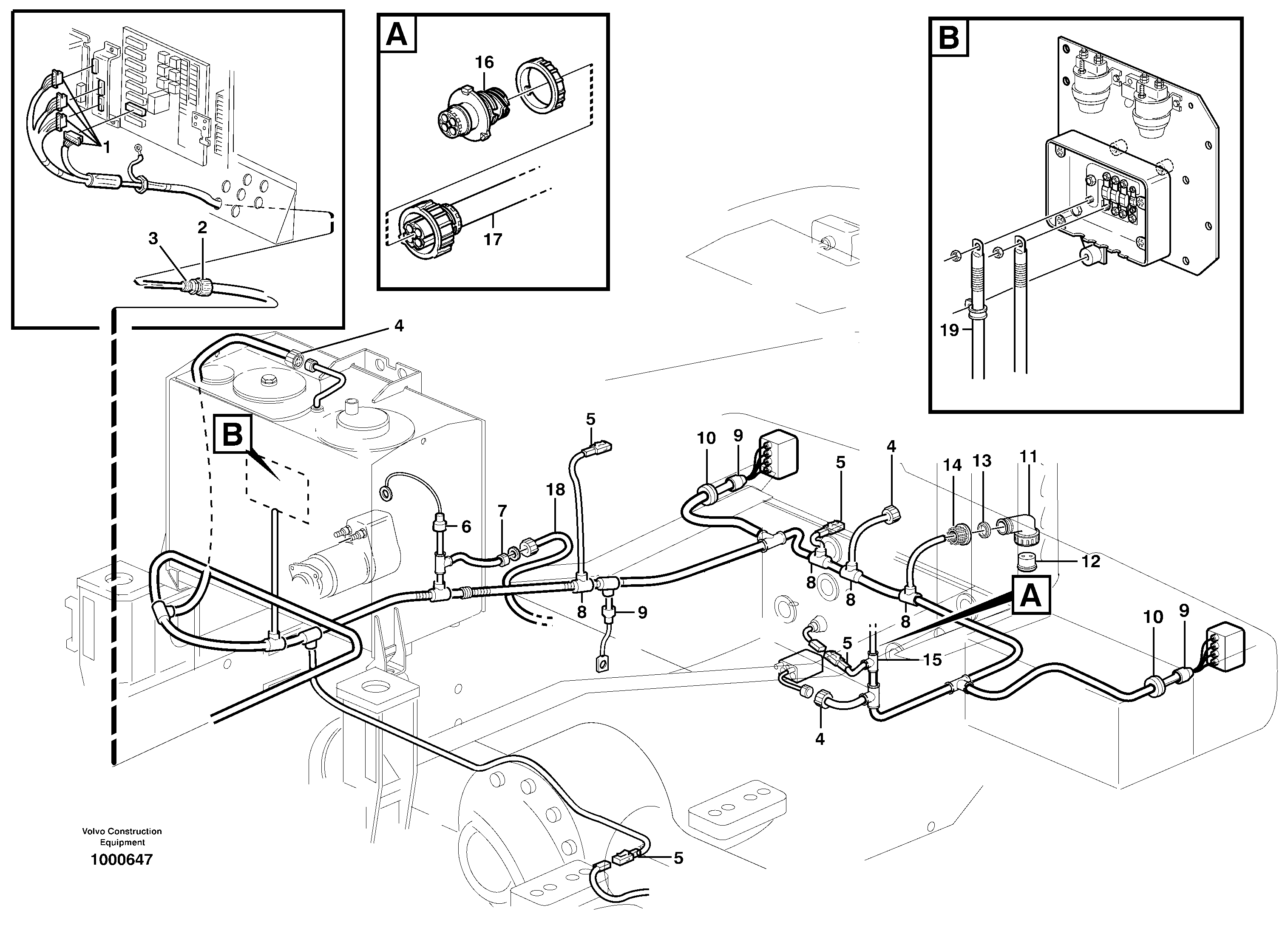 Cable harness, rear  SER NO - 16782,SER NO - 64216  USA,SER NO - 70702  BRA — volvo parts diagram